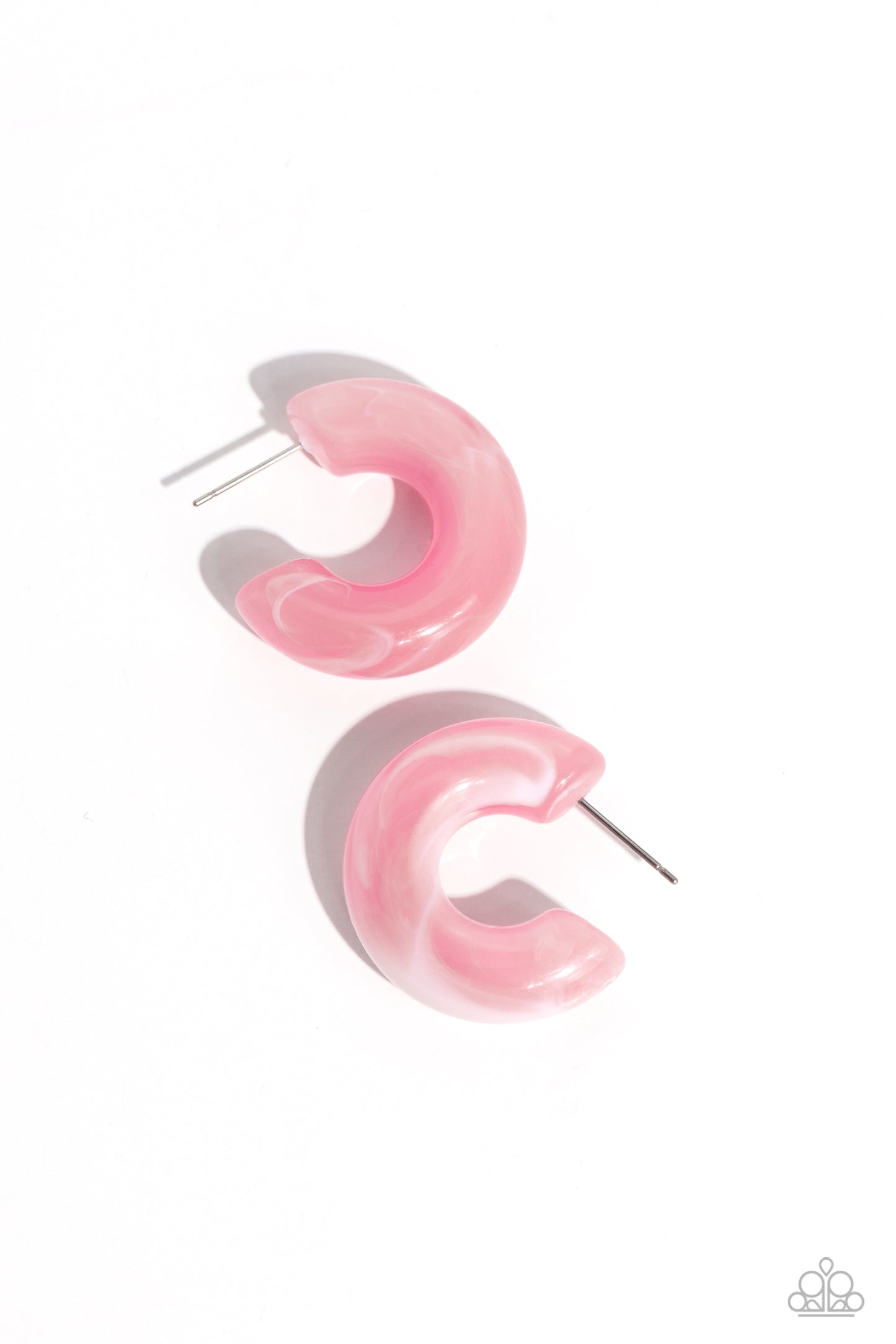 Acrylic Acclaim - Pink Milky Acrylic 1" Hoop Earring Paparazzi E1487