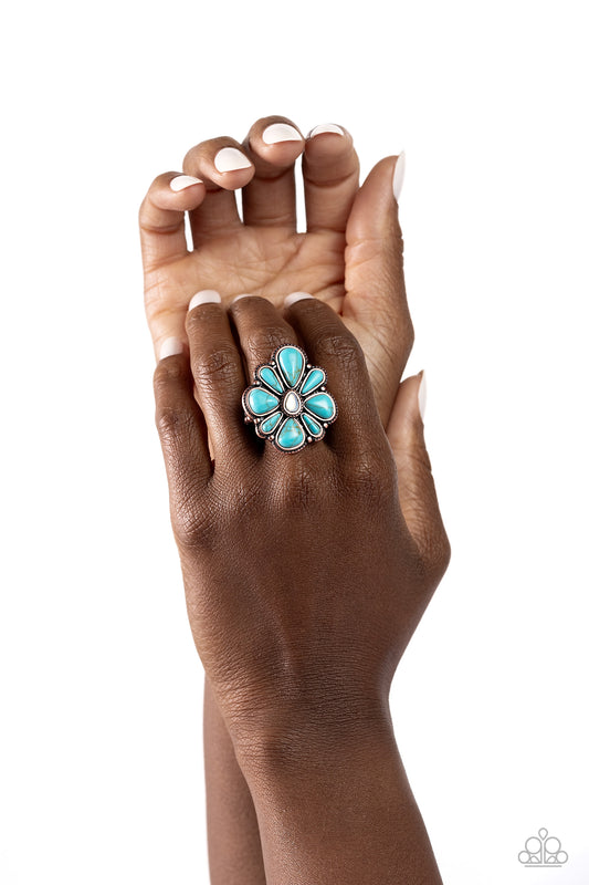 Floral Folklore - Copper & Turquoise Stone Santa Fe Style Ring Paparazzi R0585