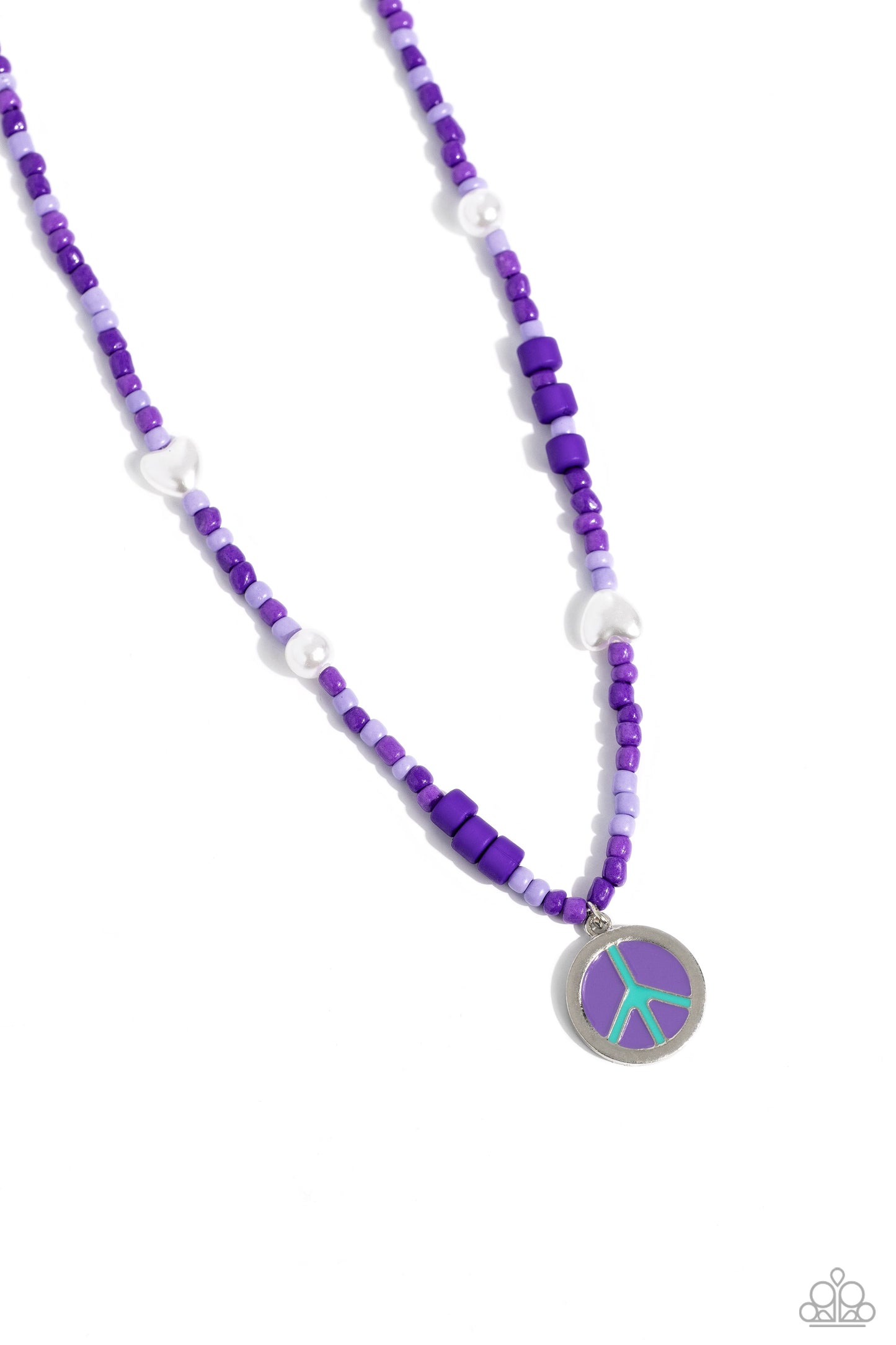 Pearly Possession - Purple Lavender, Plum Seed Bead Peace Sign Necklace Paparazzi N1816