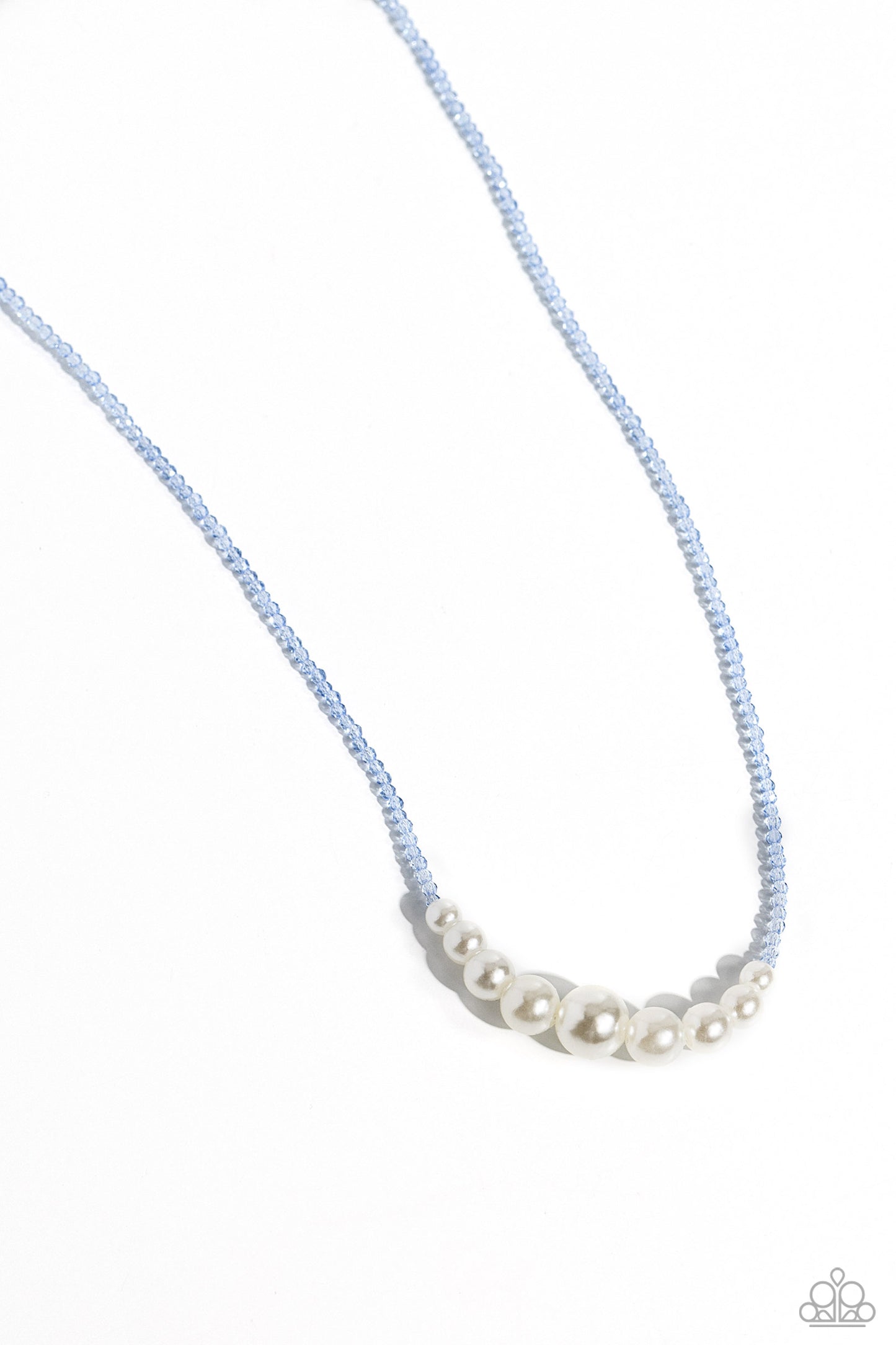 White Collar Whimsy - Blue White Pearl Bead Necklace Paparazzi N1779