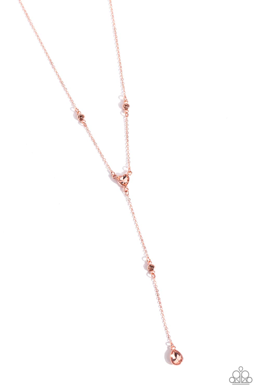 Lavish Lariat - Copper- Shiny Copper Peachy Gem Y Necklace Paparazzi N0543