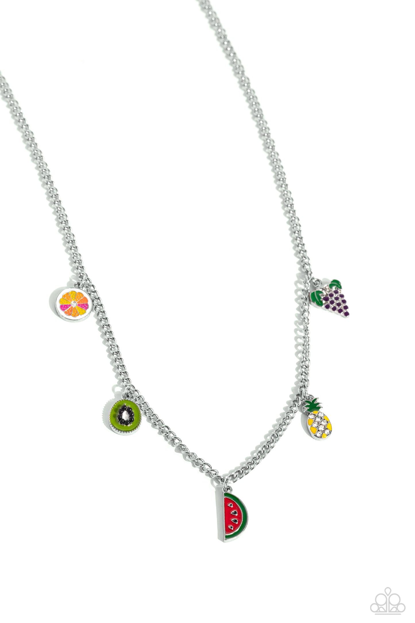 Fruity Flair - Multi Colored Fruit Charm Necklace Paparazzi N2161