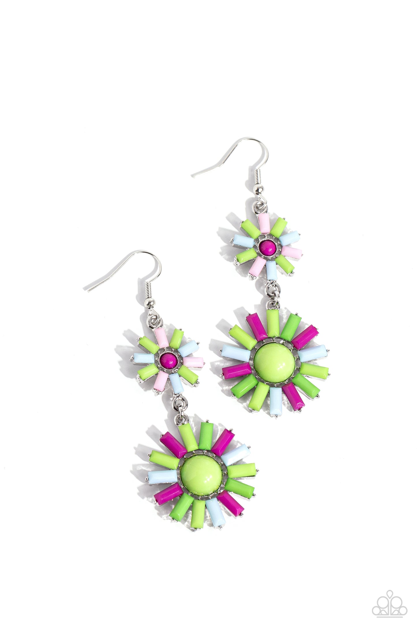 SUN Wild - Multi Colored Kohlrabi, Baby Pink, Summer Song Sunburst Earring Paparazzi E1786