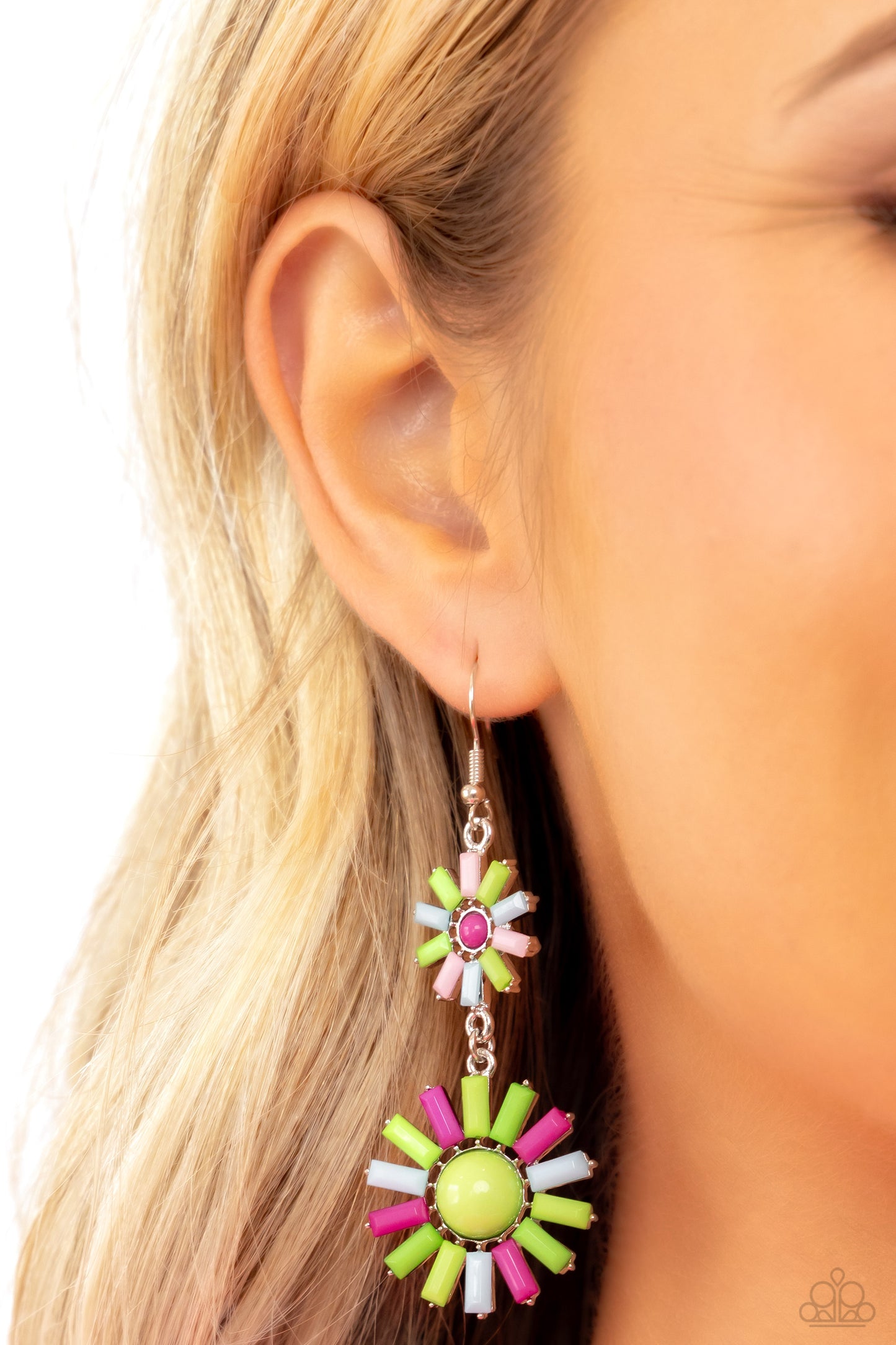 SUN Wild - Multi Colored Kohlrabi, Baby Pink, Summer Song Sunburst Earring Paparazzi E1786