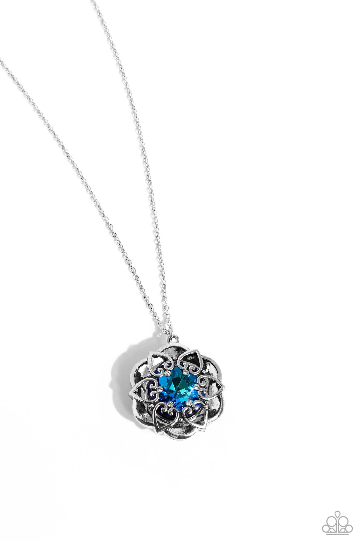 Flowering Fantasy - Blue UV Gem Floral Necklace Paparazzi N1759