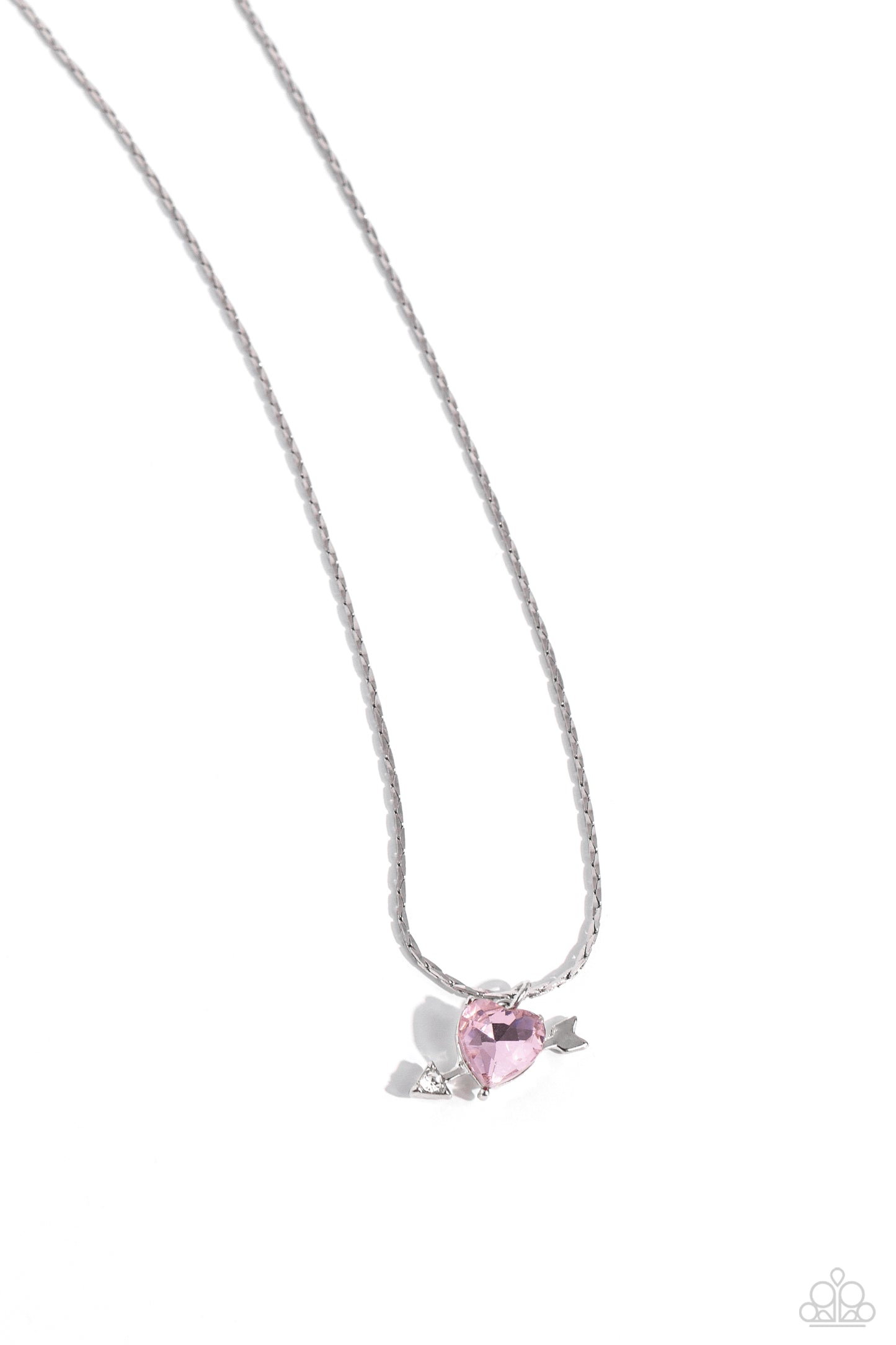 Courting Cupid - Pink Heart & Silver Arrow Necklace Paparazzi N2181