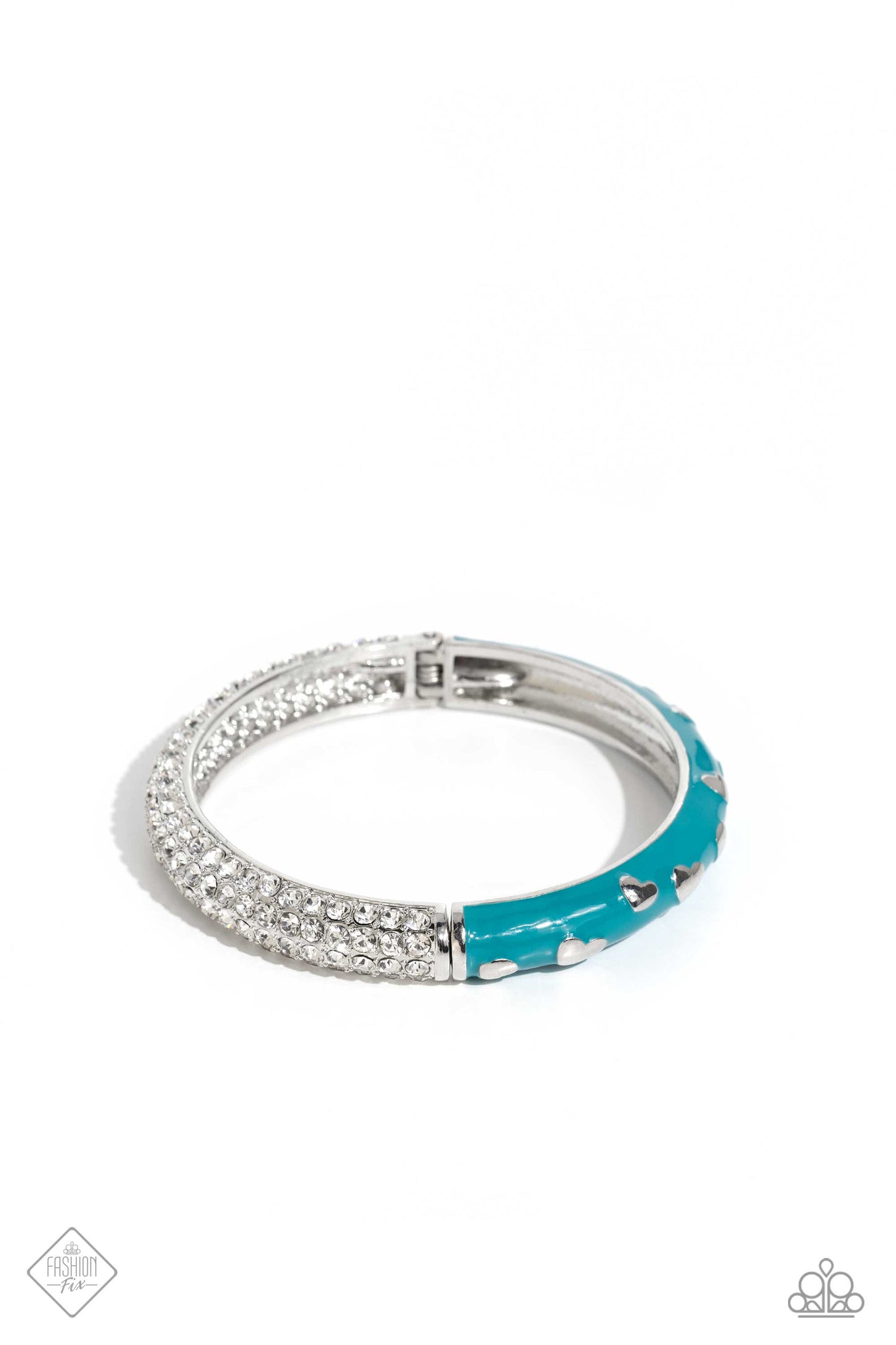 Color Caliber - Blue & White Rhinestone Hinge Bracelet Fashion Fix October 2023 Paparazzi B1396