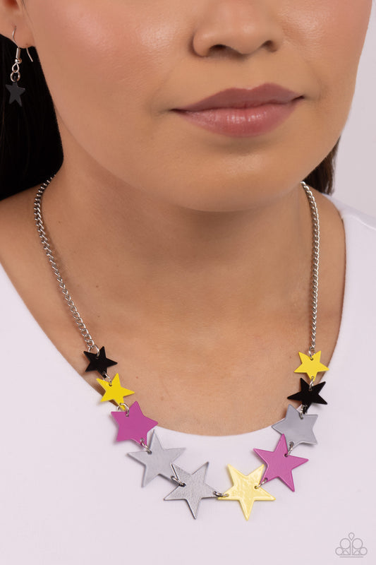 Starstruck Season - Black, Rose Violet, Gray, High Visibility Star Necklace Paparazzi N2180