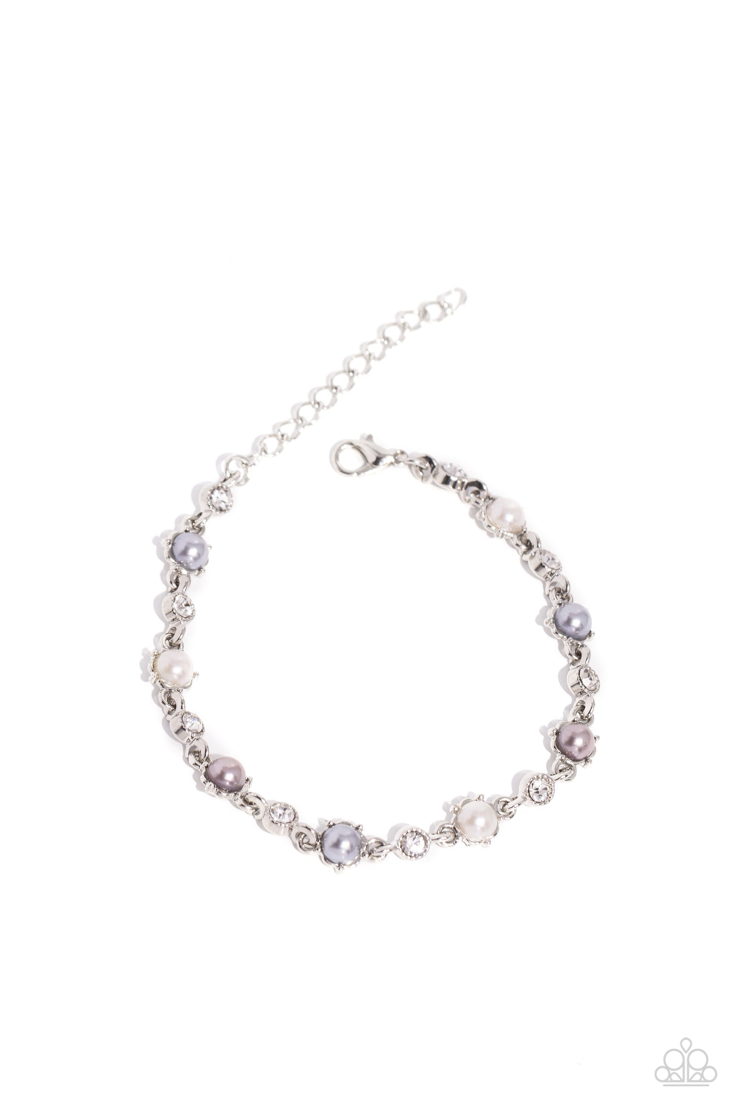 Particularly Pronged - Silver, White, Sharkskin Pearl Bracelet Paparazzi B1452