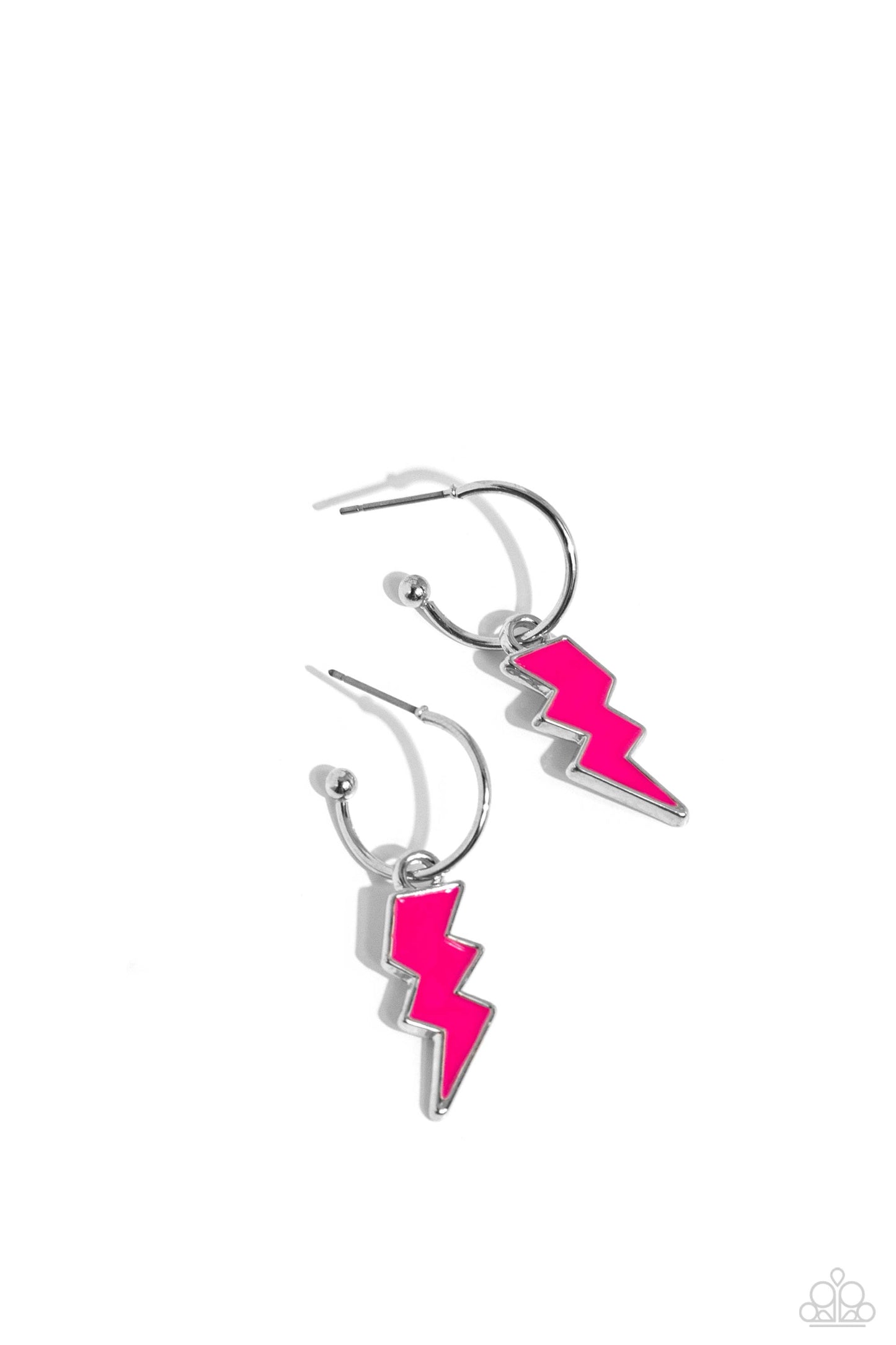 Lightning Limit - Pink Lightning Bolt 1/2" Hoop Earring Paparazzi E1560