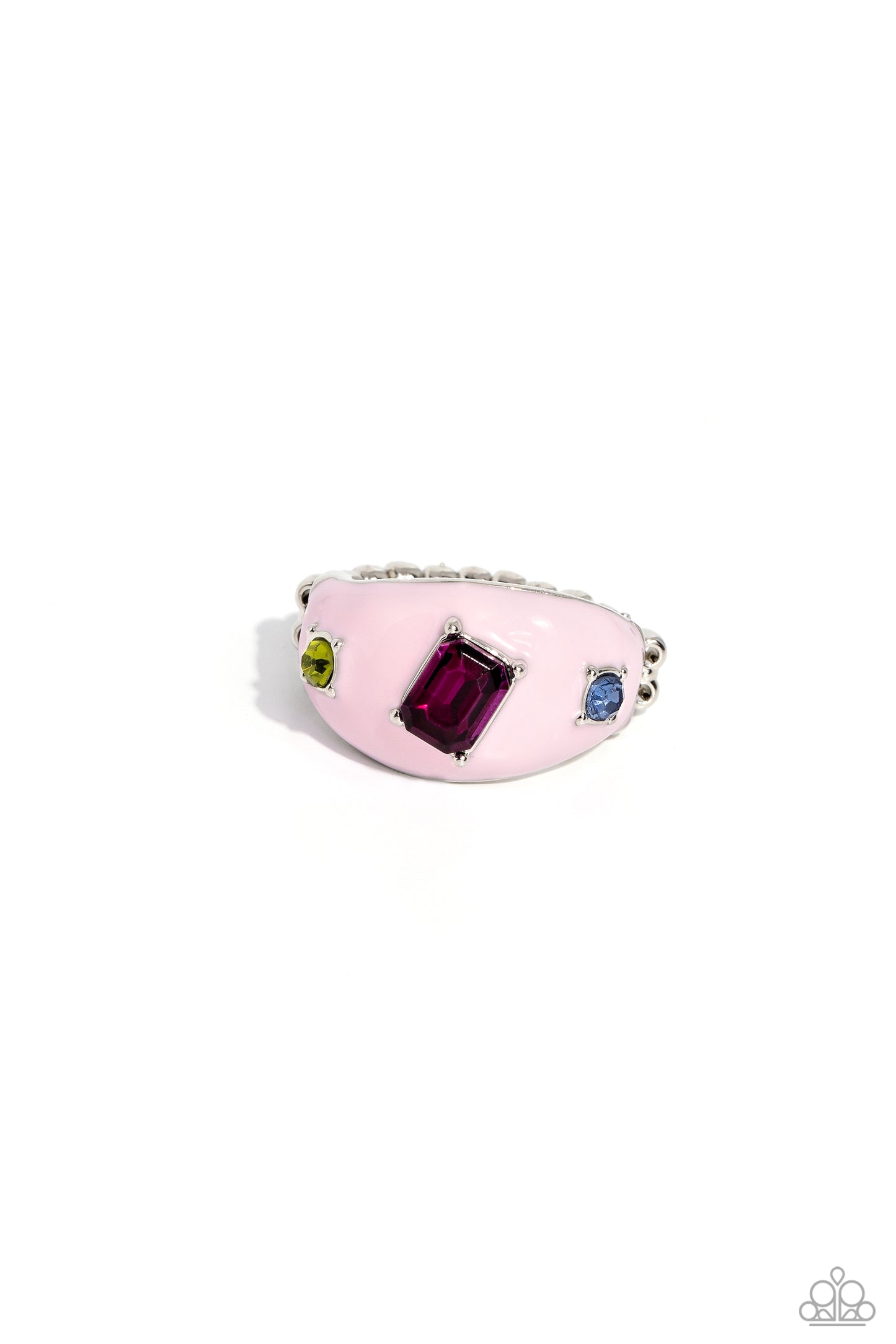 Blinding Behavior - Pink Metal With Fuchsia, Kohlrabi & Blue Gem Ring Paparazzi R0504