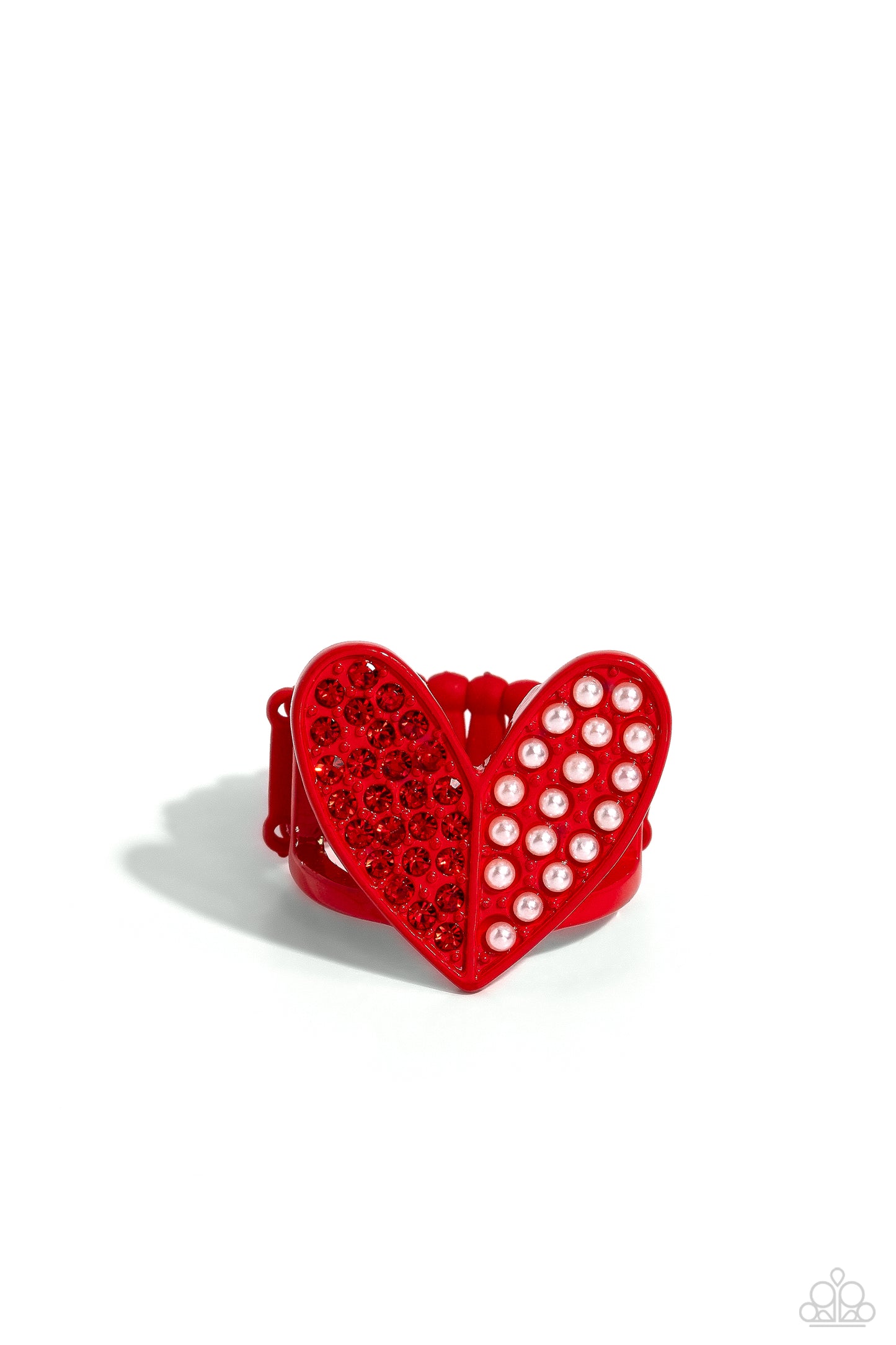 Hometown Heart - Red Painted Frame & Red Rhinestone Heart Ring Paparazzi R0645