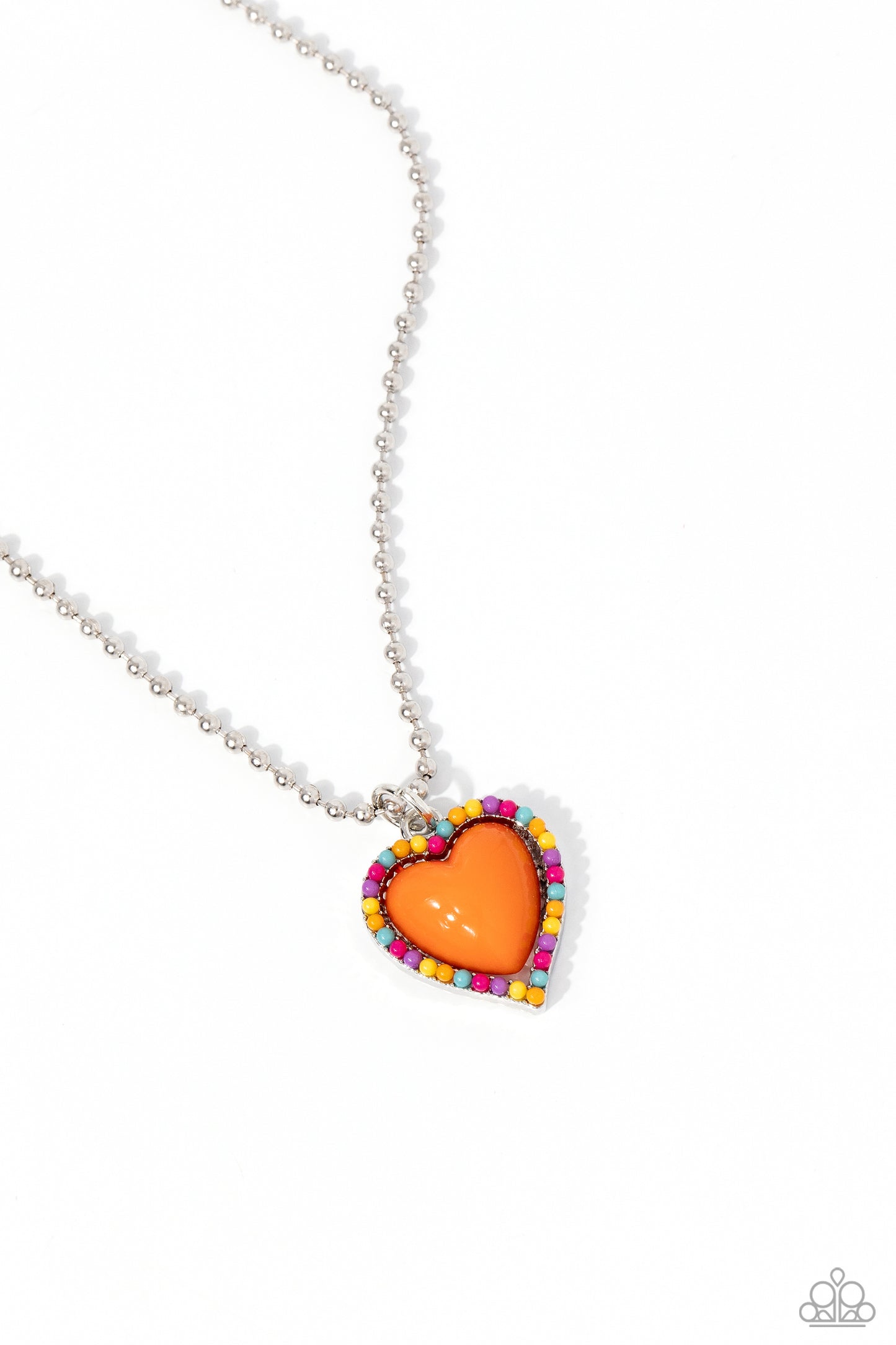 Romantic Ragtime - Orange Heart Necklace Paparazzi N1976