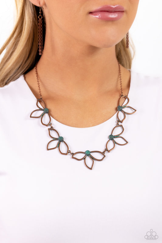 Petal Pageantry - Copper Petal Floral Necklace Paparazzi N1720