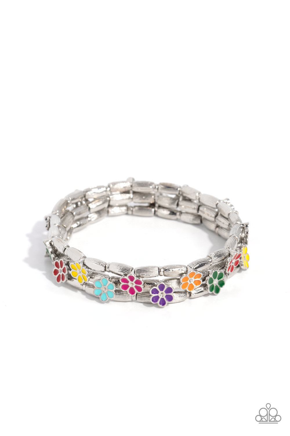 Scattered Springtime - Multi Colored Flower Stretch Bracelet Paparazzi B1382