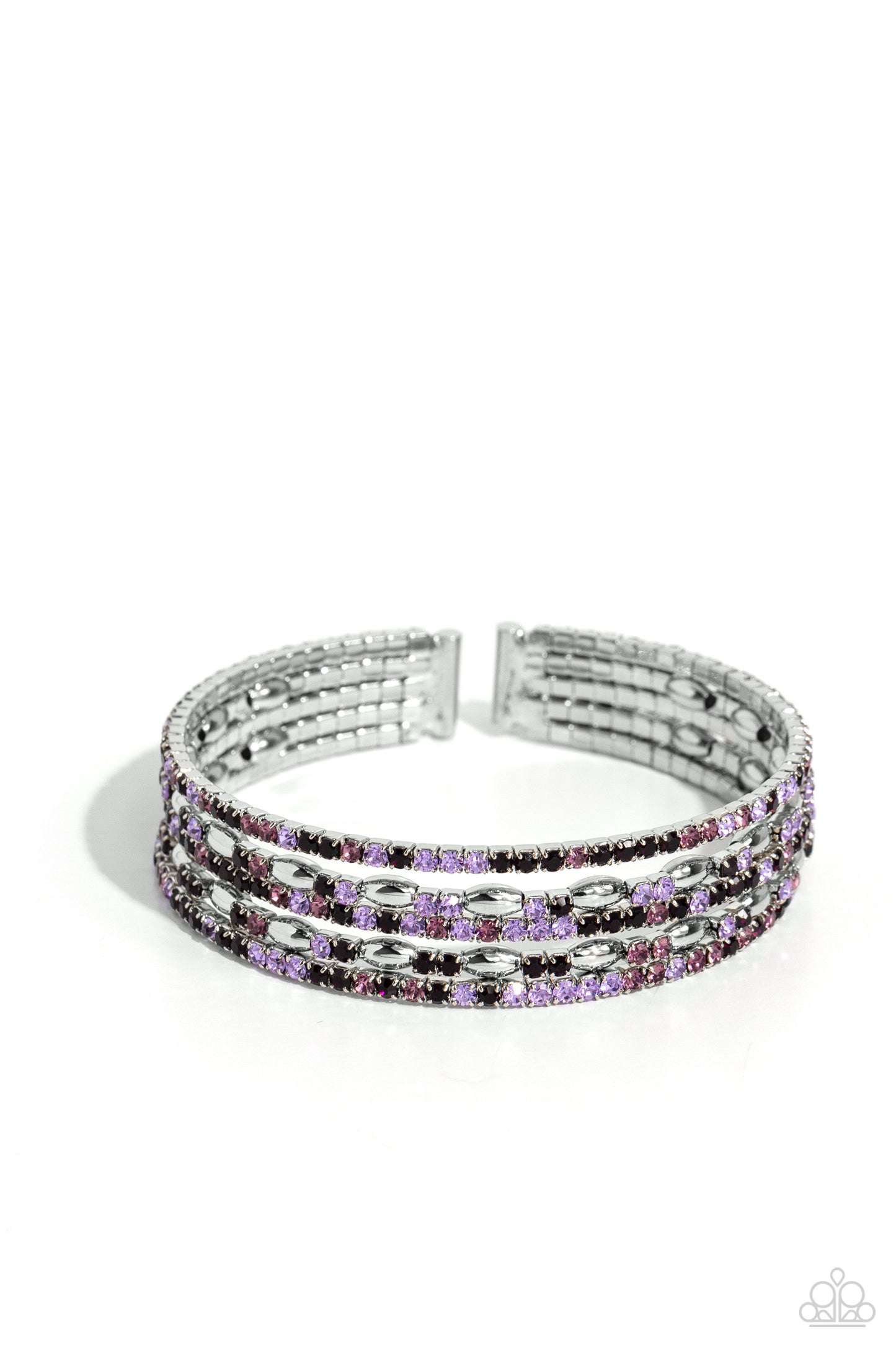 Endless Energy - Purple, Light Amethyst, Lavender, White Rhinestone Layered Cuff Bracelet Paparazzi B1461