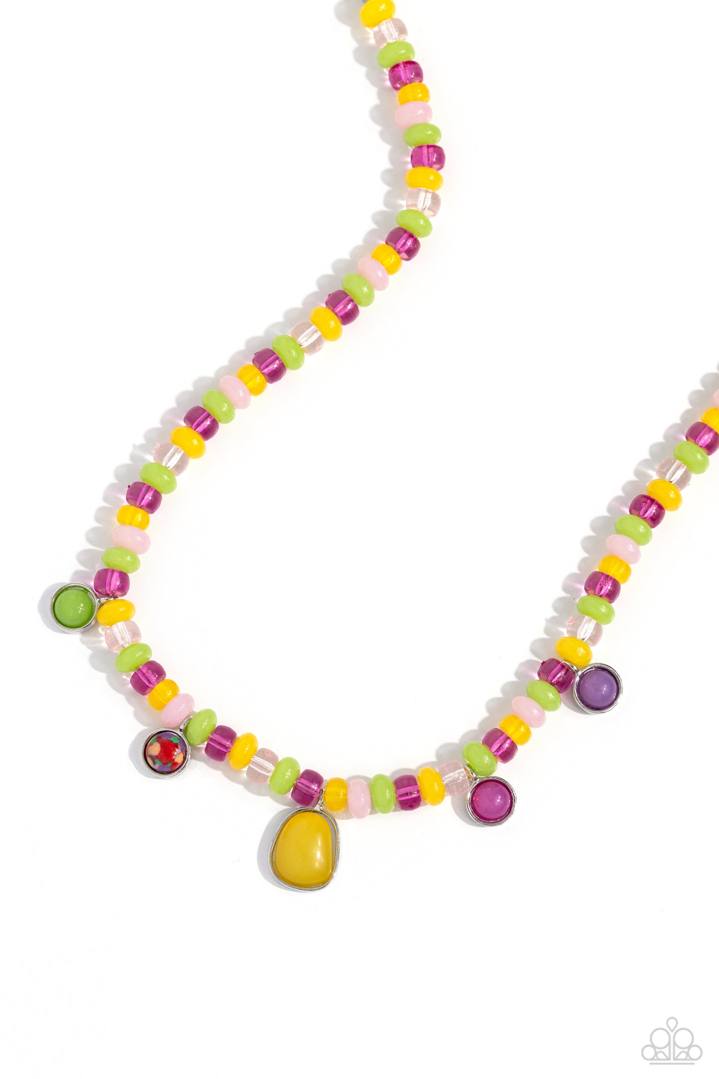 Colorfully California - Yellow, High Visibility, Crystal Rose, Kohlrabi, Rose Violet & Lavendar Bead Necklace Paparazzi N1798