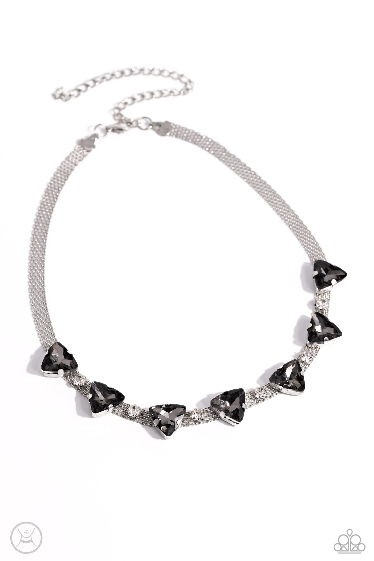 Strands of Sass - Silver Smoky Triangular Gem Choker Necklace Paparazzi N1765