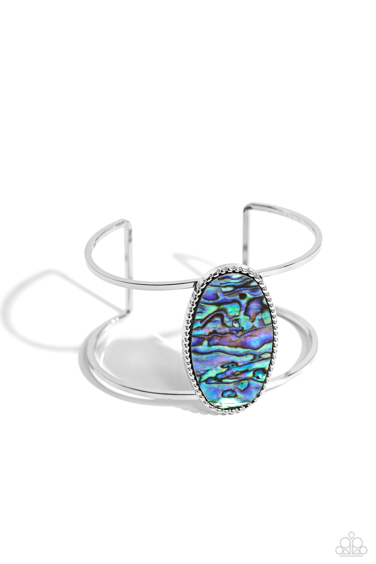 Enigmatic Energy - Blue Faux Abalone Shell Silver Cuff Bracelet Paparazzi B1492