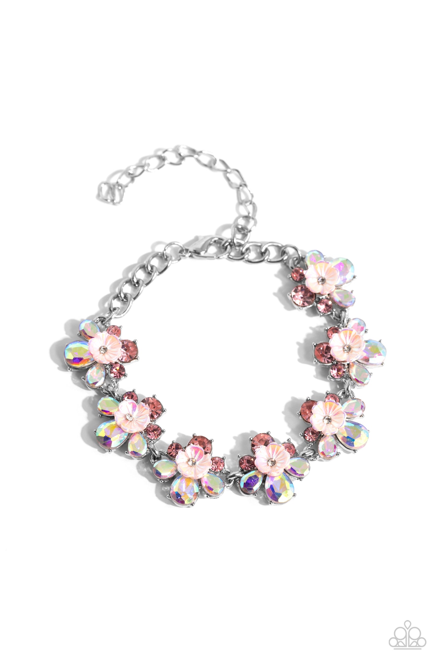 Floral Frenzy - Pink Iridescent Sheen Rose Floral Bracelet Paparazzi B1440