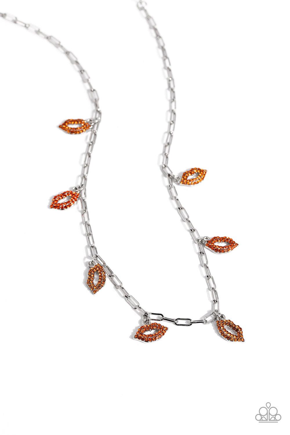 KISS the Mark - Orange Pouty Lip Charm Necklace Paparazzi N2038