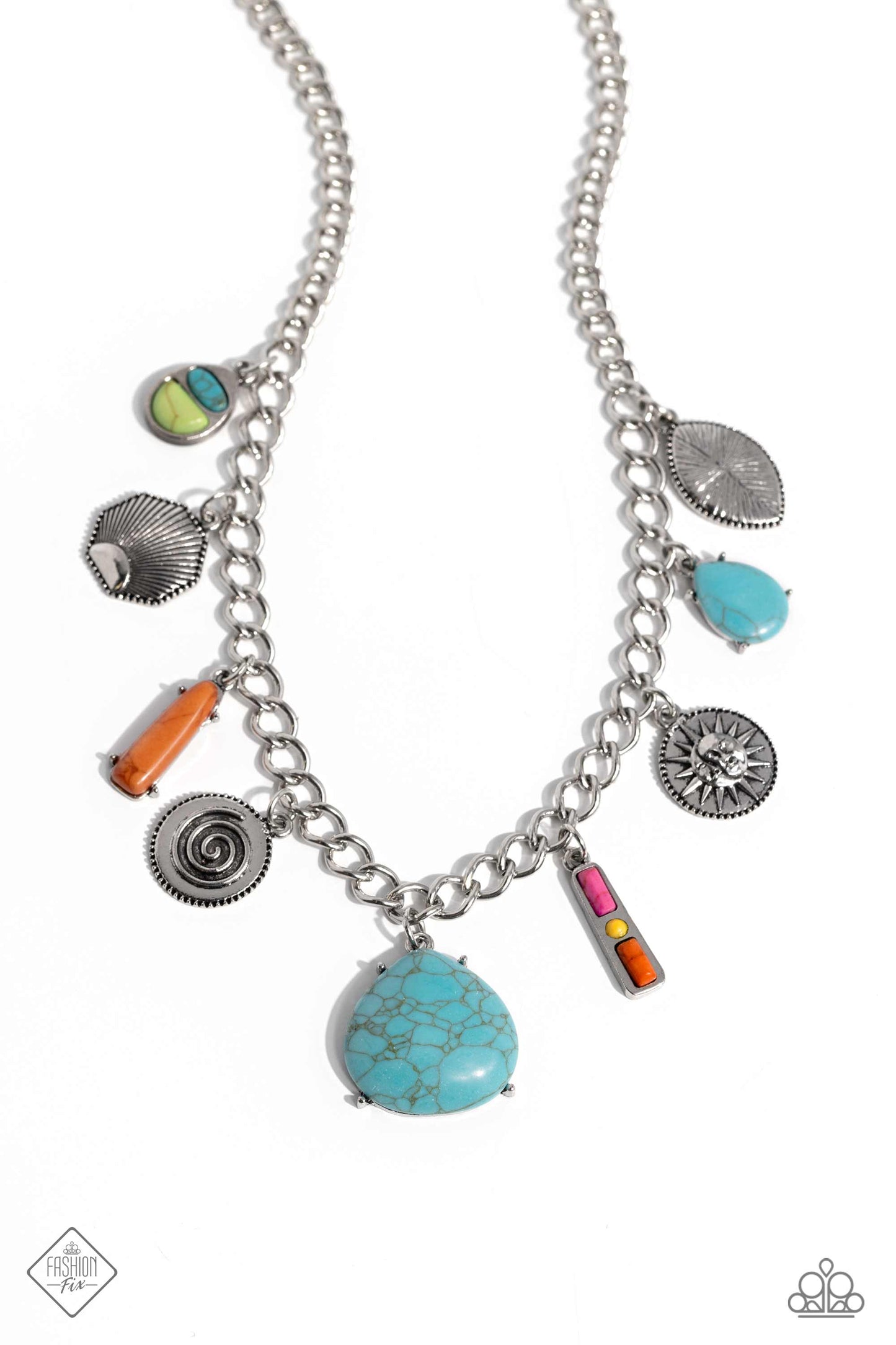 Desert Getaway - Multi Colored Stone Charm Santa Fe Style Necklace Fashion Fix February 2024 Paparazzi N2146