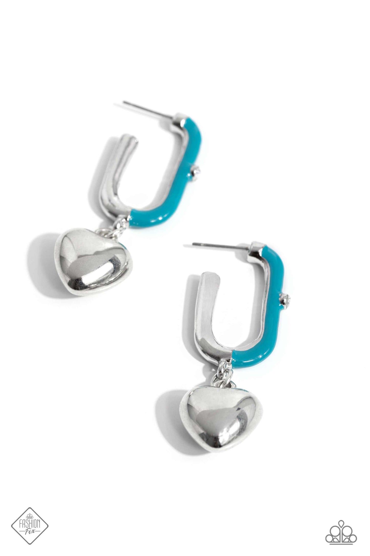 Cherishing Color - Blue Heart 1" Inch Hoop Earring Fashion Fix October 2023 Paparazzi E1600