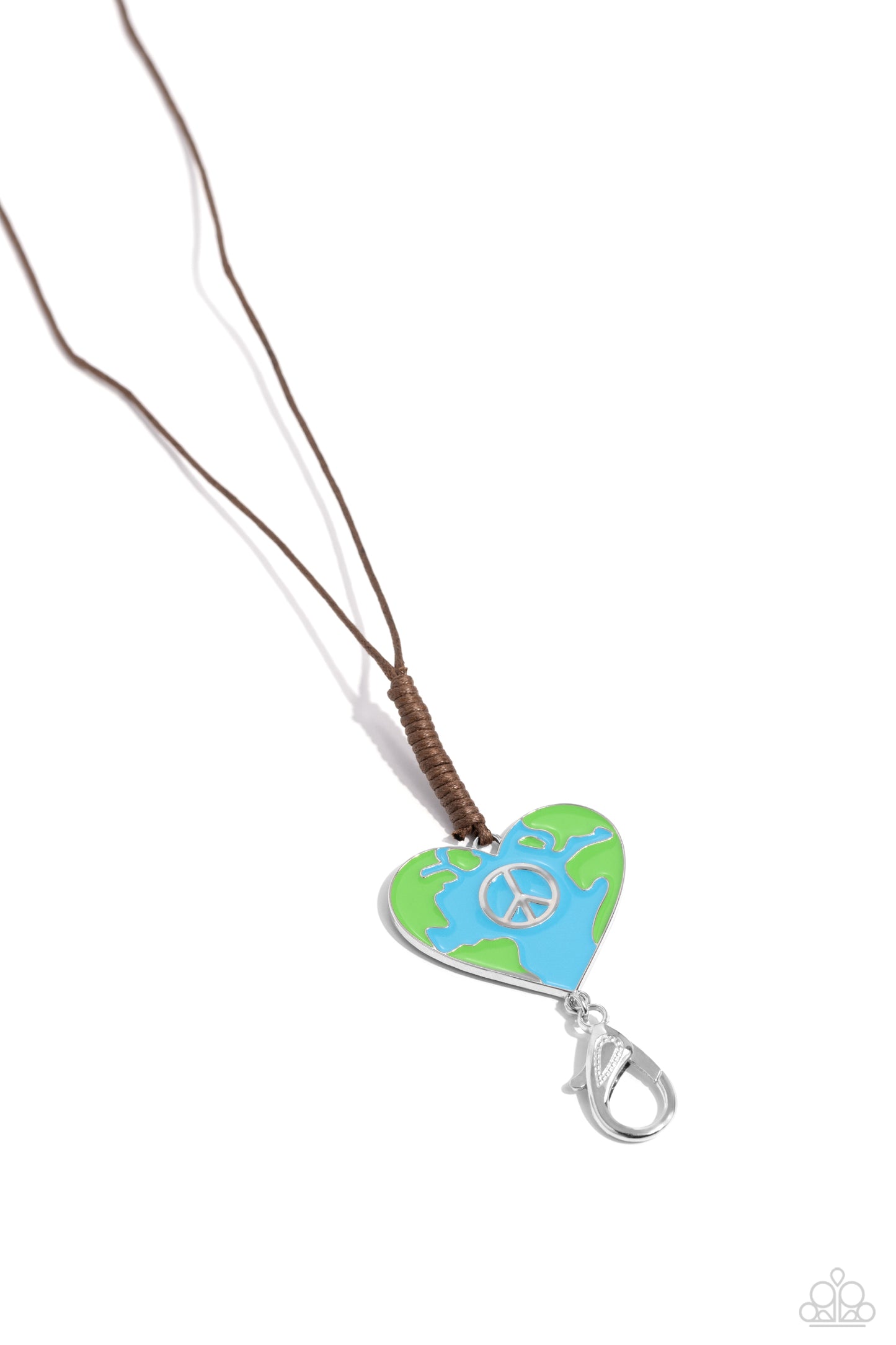 Earthy Evolution - Blue Earth Heart Peace Sign Lanyard Necklace Paparazzi N2073