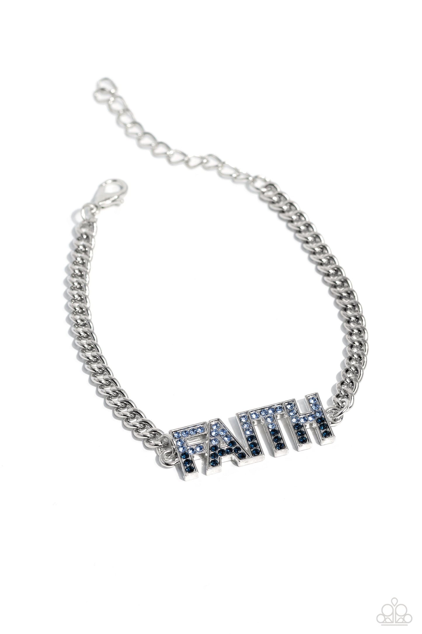 Faithful Finish - Blue "Faith" Inspirational Faith Bracelet Paparazzi B1393