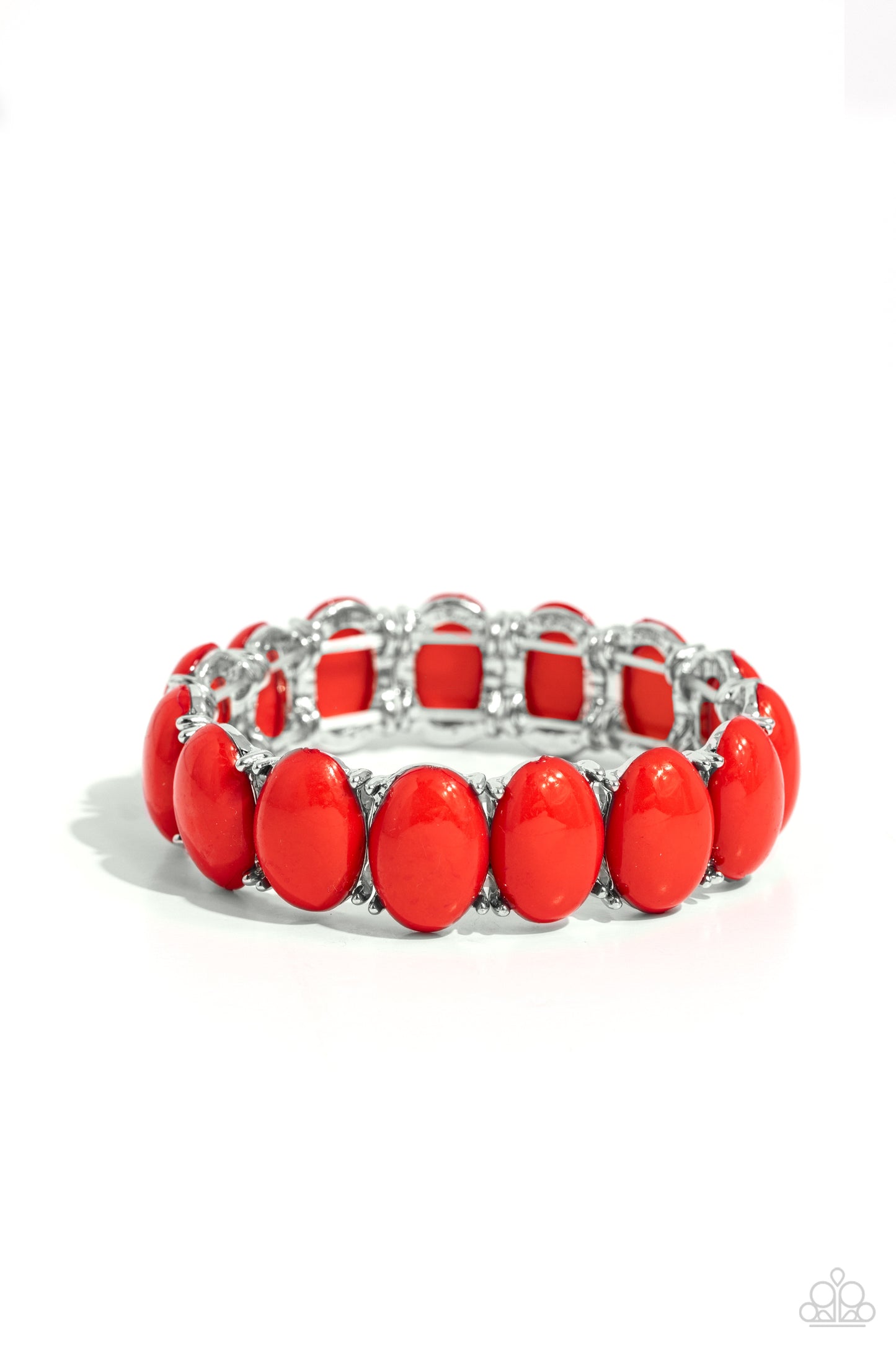 Starting OVAL - Red Oval Bead Stretch Bracelet Paparazzi B1675