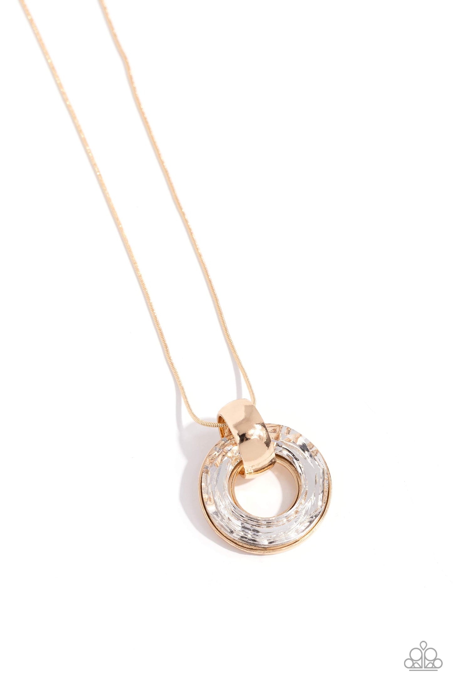 Timeless Triumph - Gold Hoop & White Gem Ring Necklace Paparazzi N2293