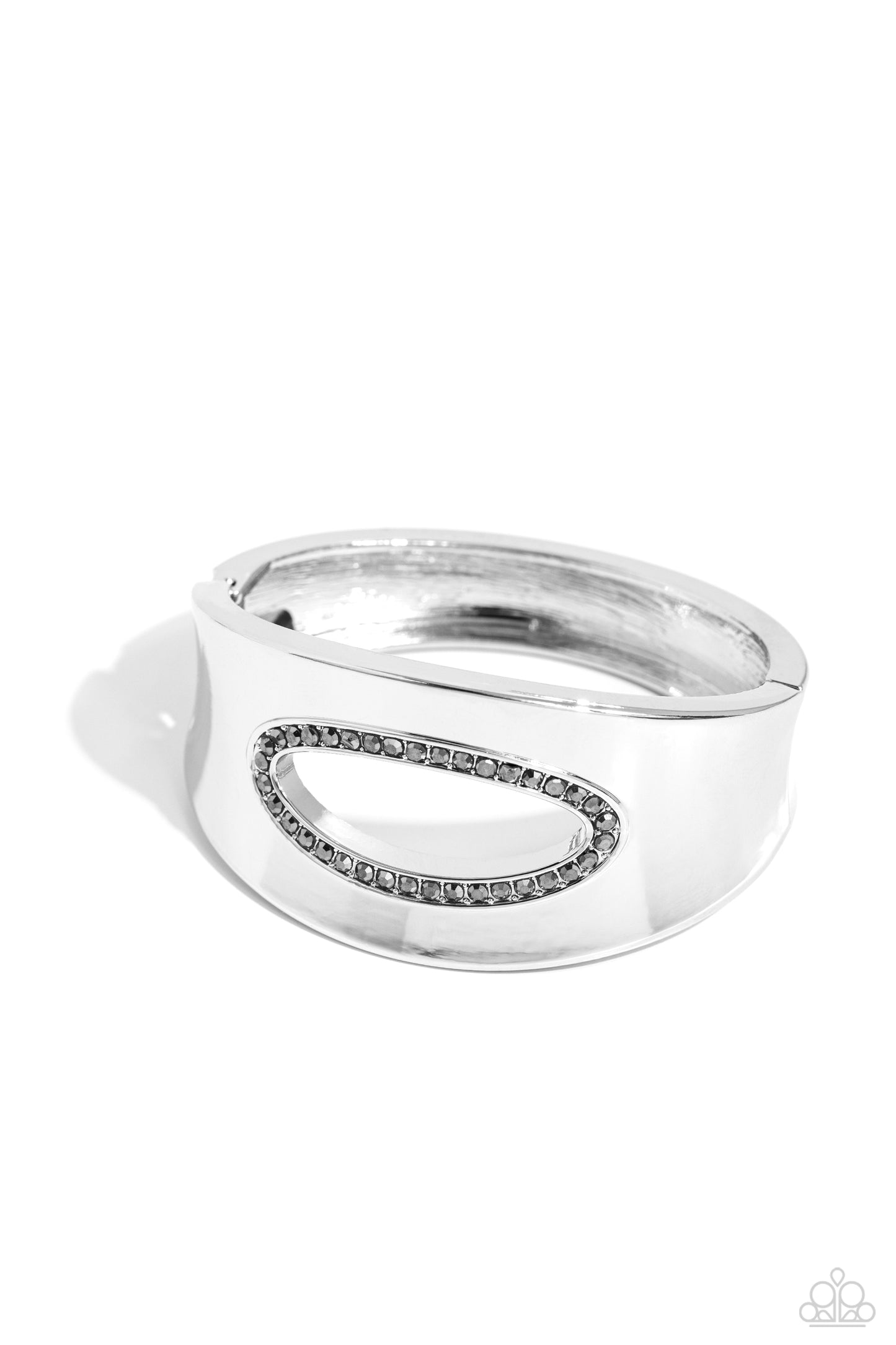 Raised in Radiance - Silver & Hematite Hinged Cuff Bracelet Paparazzi B0924