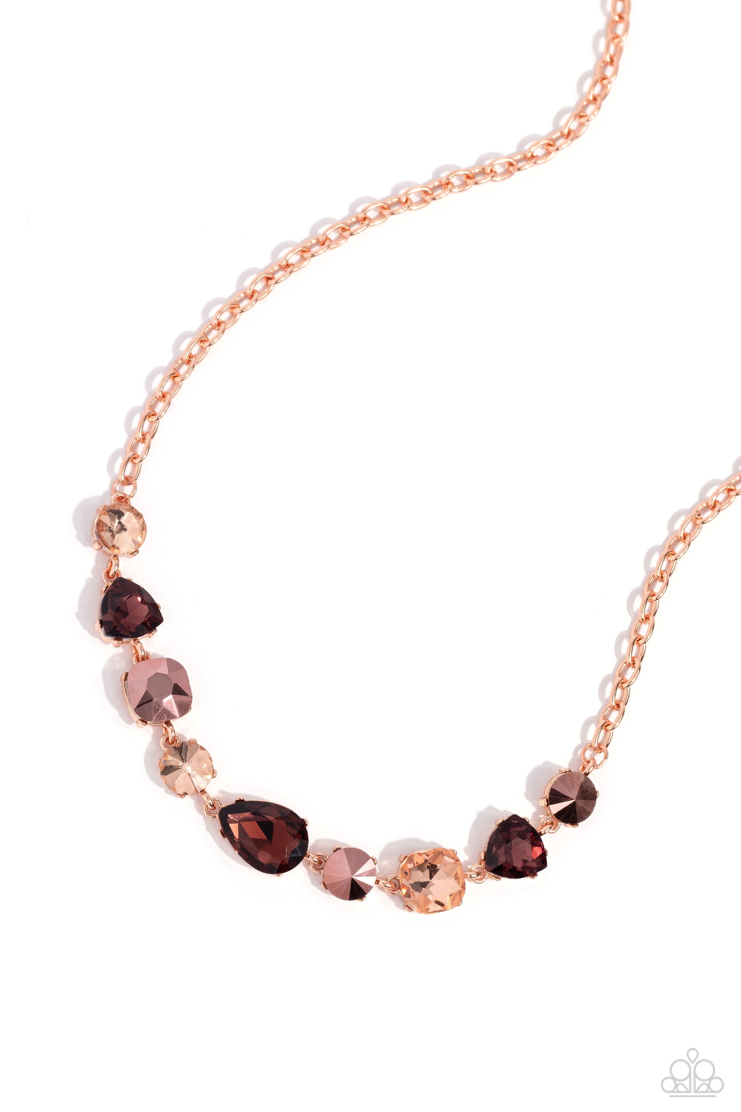 Emphatic Edge - Copper - Shiny Copper Chain, Aurum, Topaz & Peachy Gem Necklace Paparazzi N1978