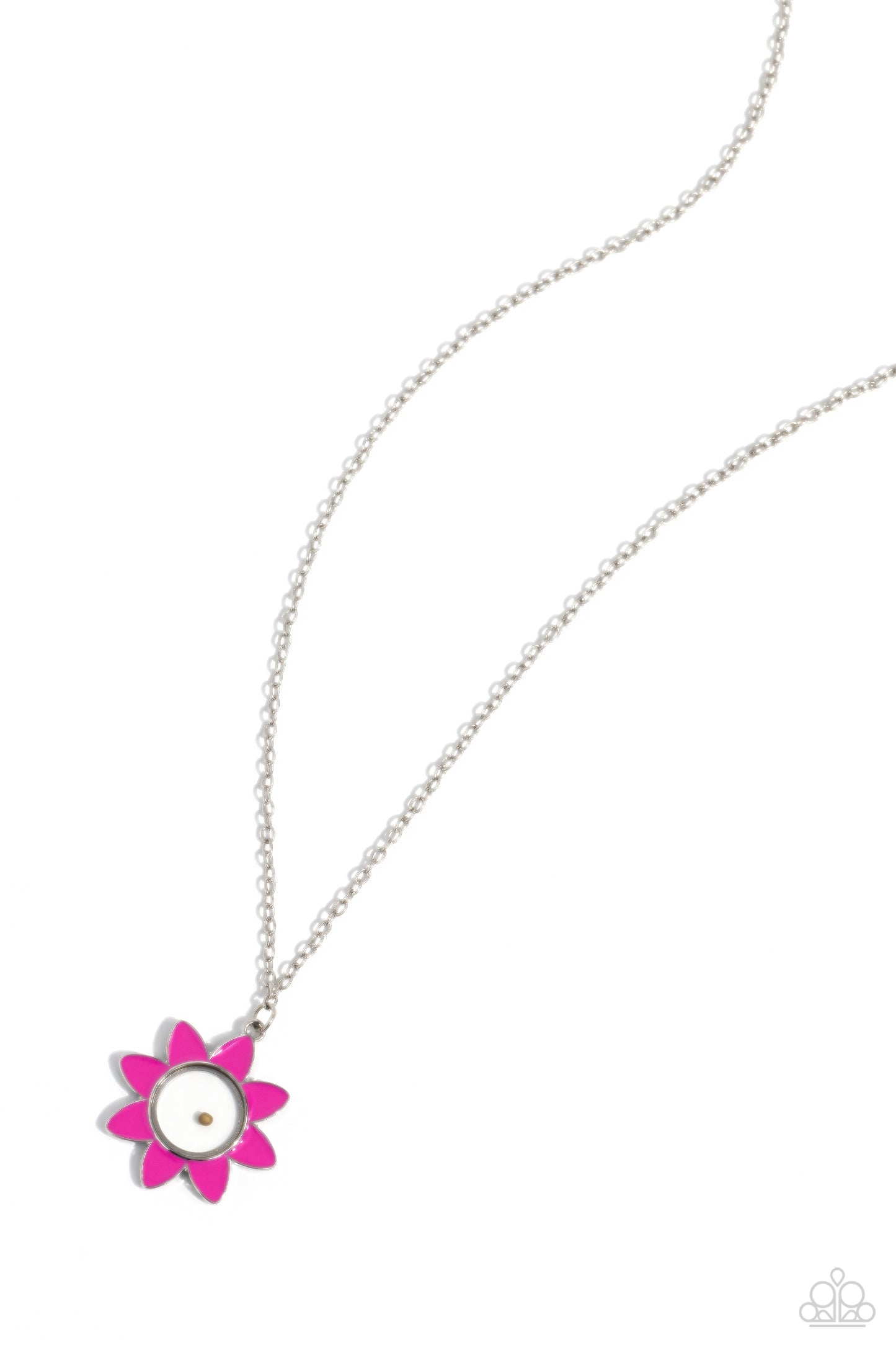 Petals of Inspiration - Pink - Hot Pink Painted Flower Inspirational Mustard Seed Necklace Paparazzi N2094