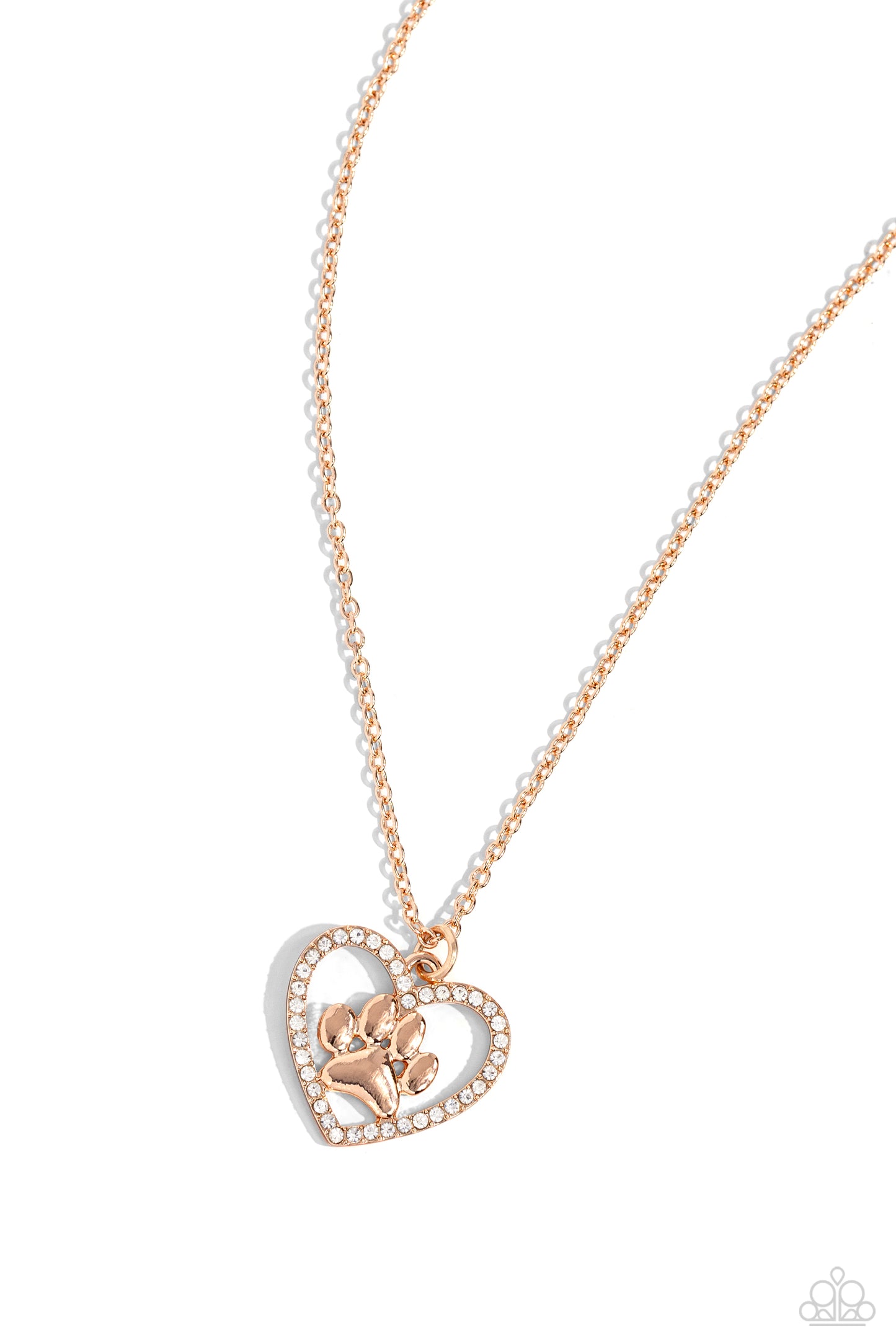 PET in Motion - Rose Gold Pet Paw Print Charm Necklace Paparazzi N1762