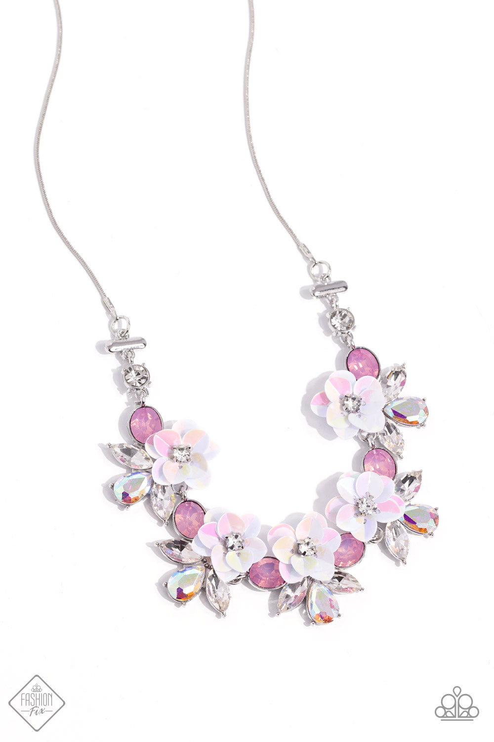 Ethereally Enamored - Multi Iridescent Sequin Flower Necklace Fashion Fix September 2023 Paparazzi N1988