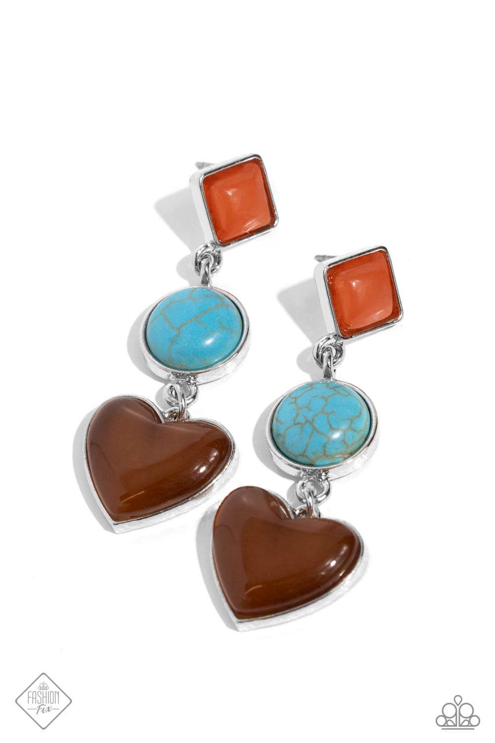 Desertscape Debut - Brown, Cat's Eye Stone Heart Earring Santa Fe Style Fashion Fix December 2023 Paparazzi E1784