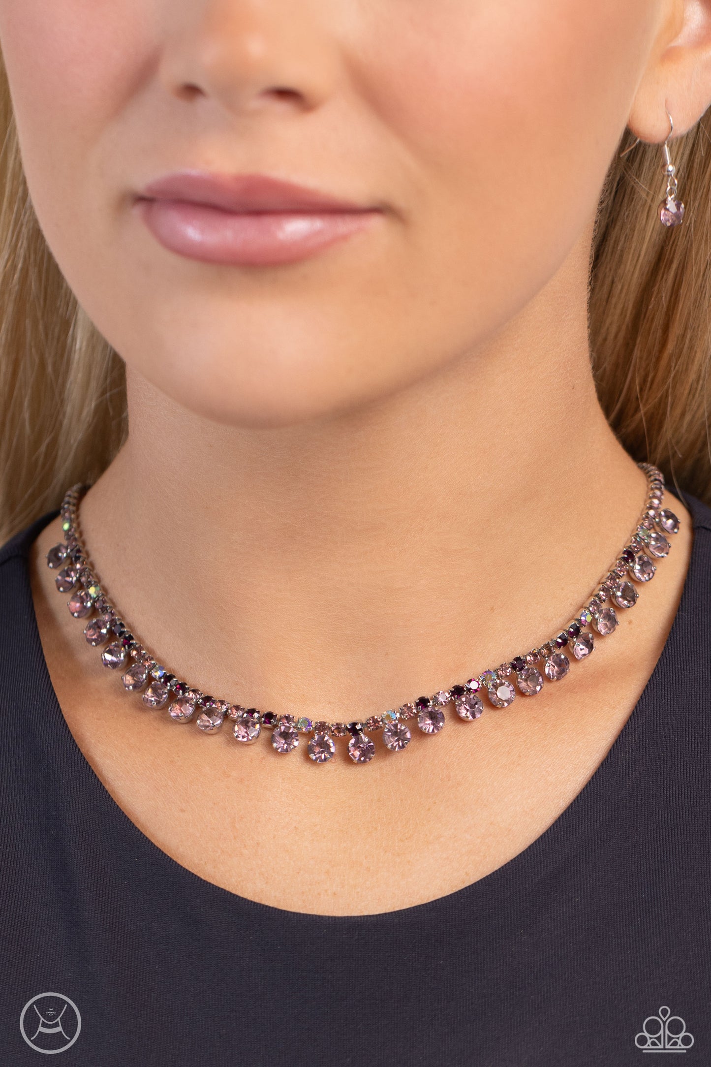 Ritzy Rhinestones - Purple Amethyst & Iridescent Rhinestone Choker Necklace Paparazzi N2076