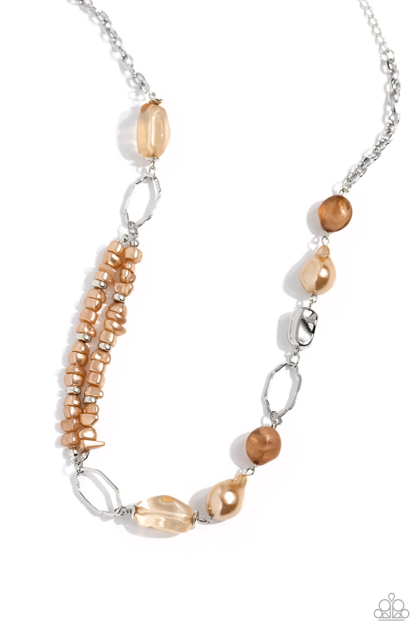 Easygoing Elegance - Brown Clear, Milky, Baroque and Chiseled Pearl Necklace Paparazzi N2095