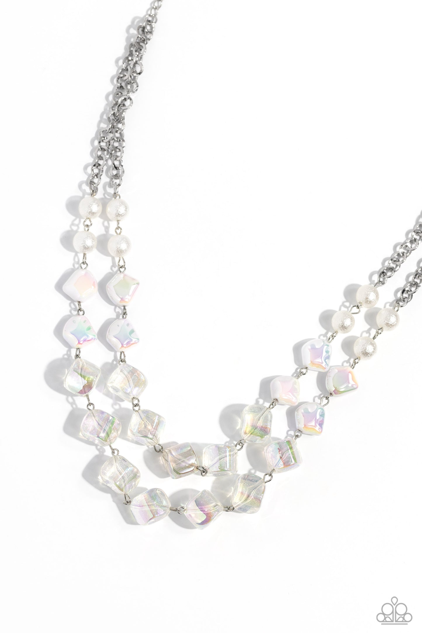 Eclectic Embellishment - White Pearl & Iridescent Bead Necklace Paparazzi N1813