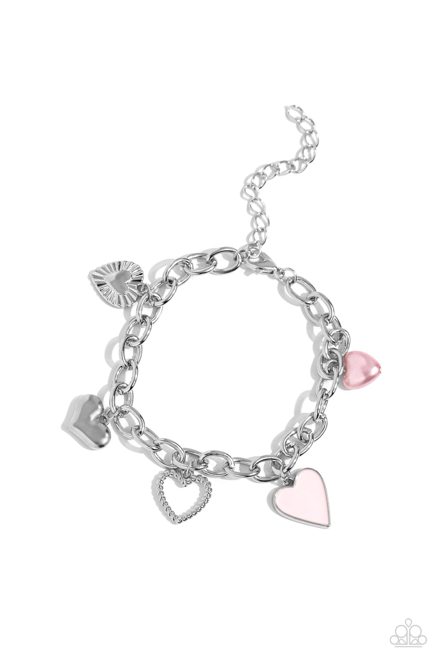 Diverse Dalliance - Pink Heart Charm Bracelet Paparazzi B1481