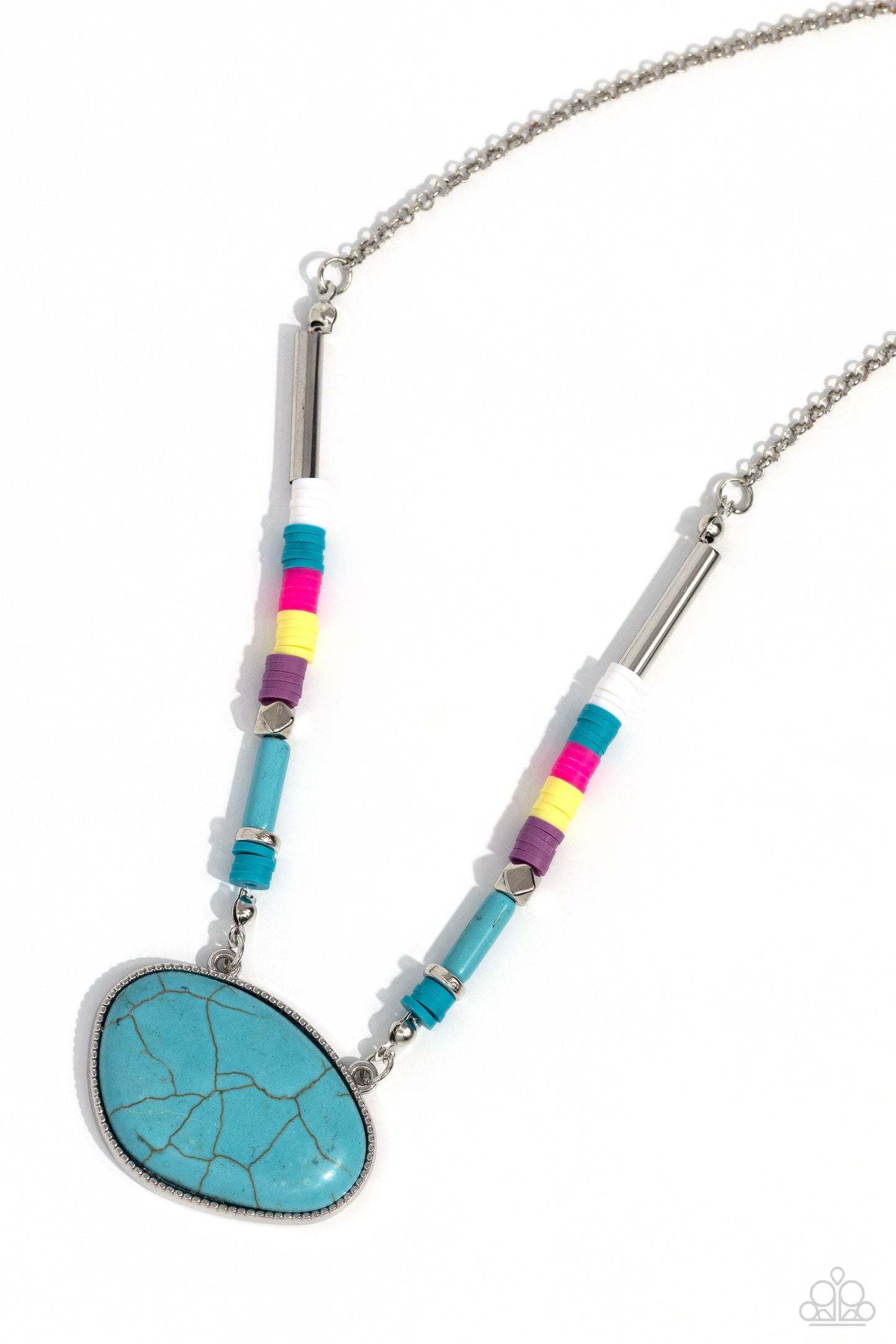 Seize the Sahara - Multicolored Clay Disc & Turquoise Stone Santa Fe Style Necklace Paparazzi N1848