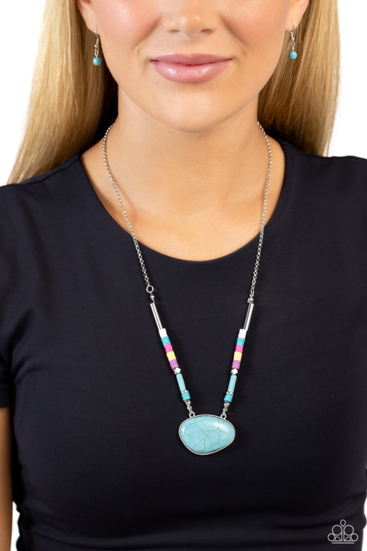 Seize the Sahara - Multicolored Clay Disc & Turquoise Stone Santa Fe Style Necklace Paparazzi N1848