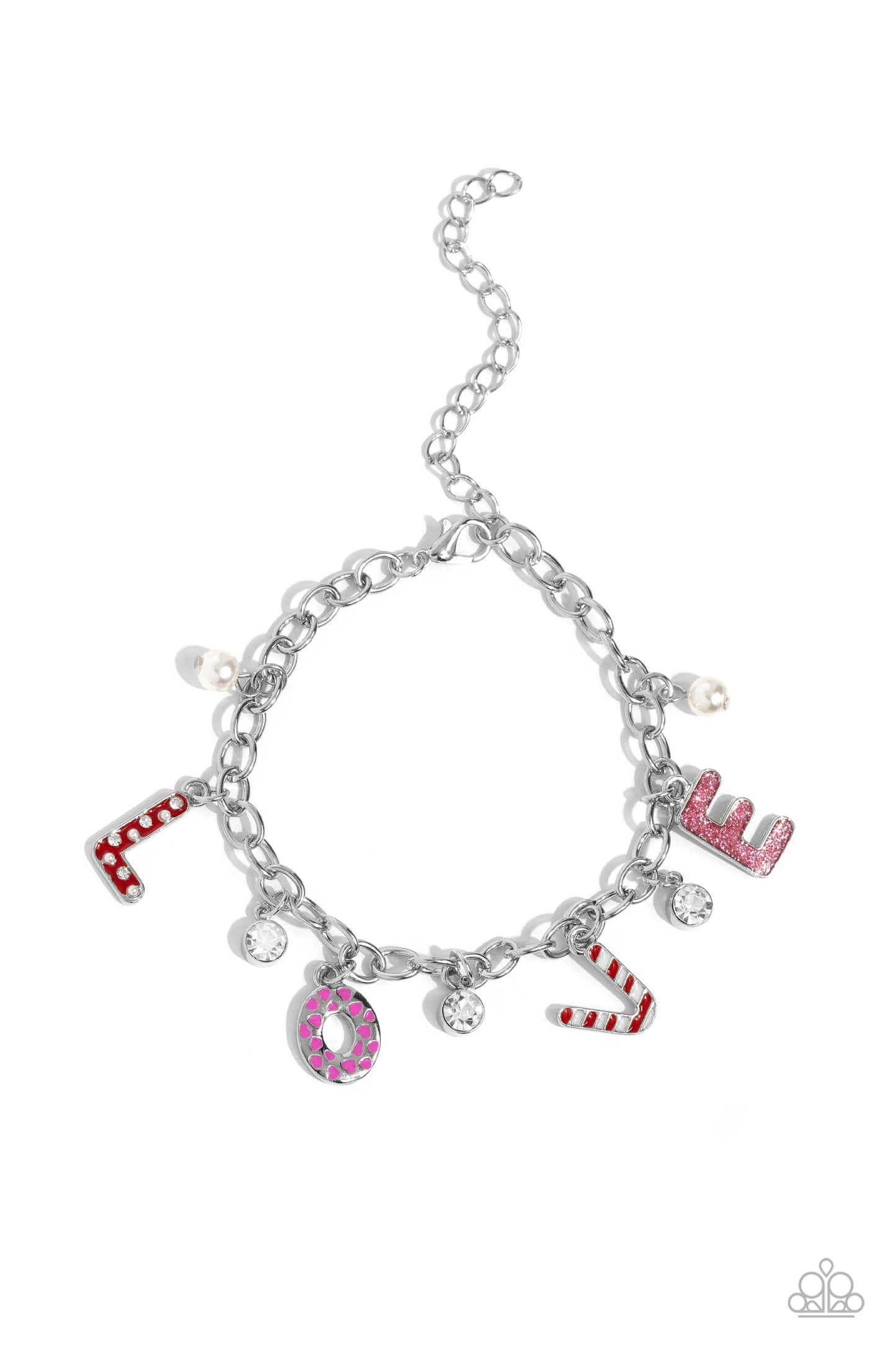 Lovestruck Leisure - Pink "Love" Valentine Bracelet Paparazzi B1405