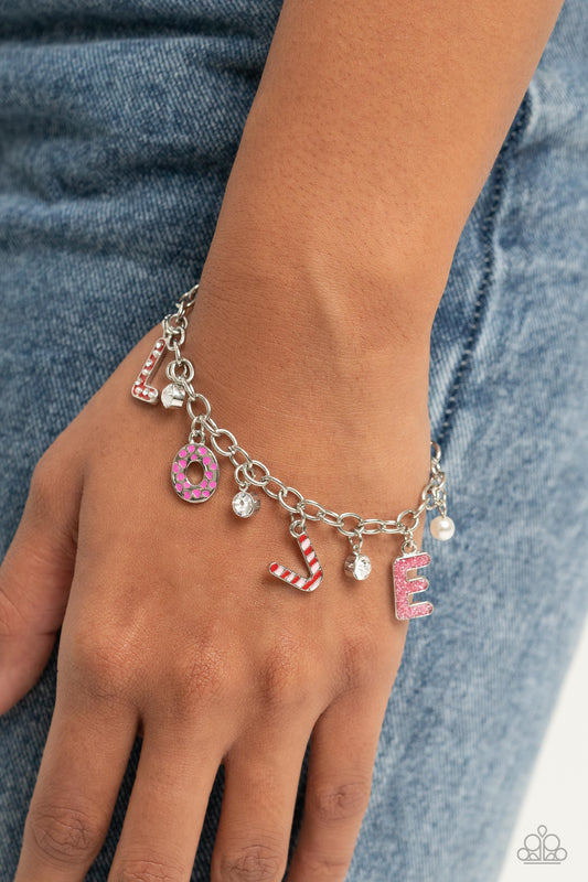 Lovestruck Leisure - Pink "Love" Valentine Bracelet Paparazzi B1405