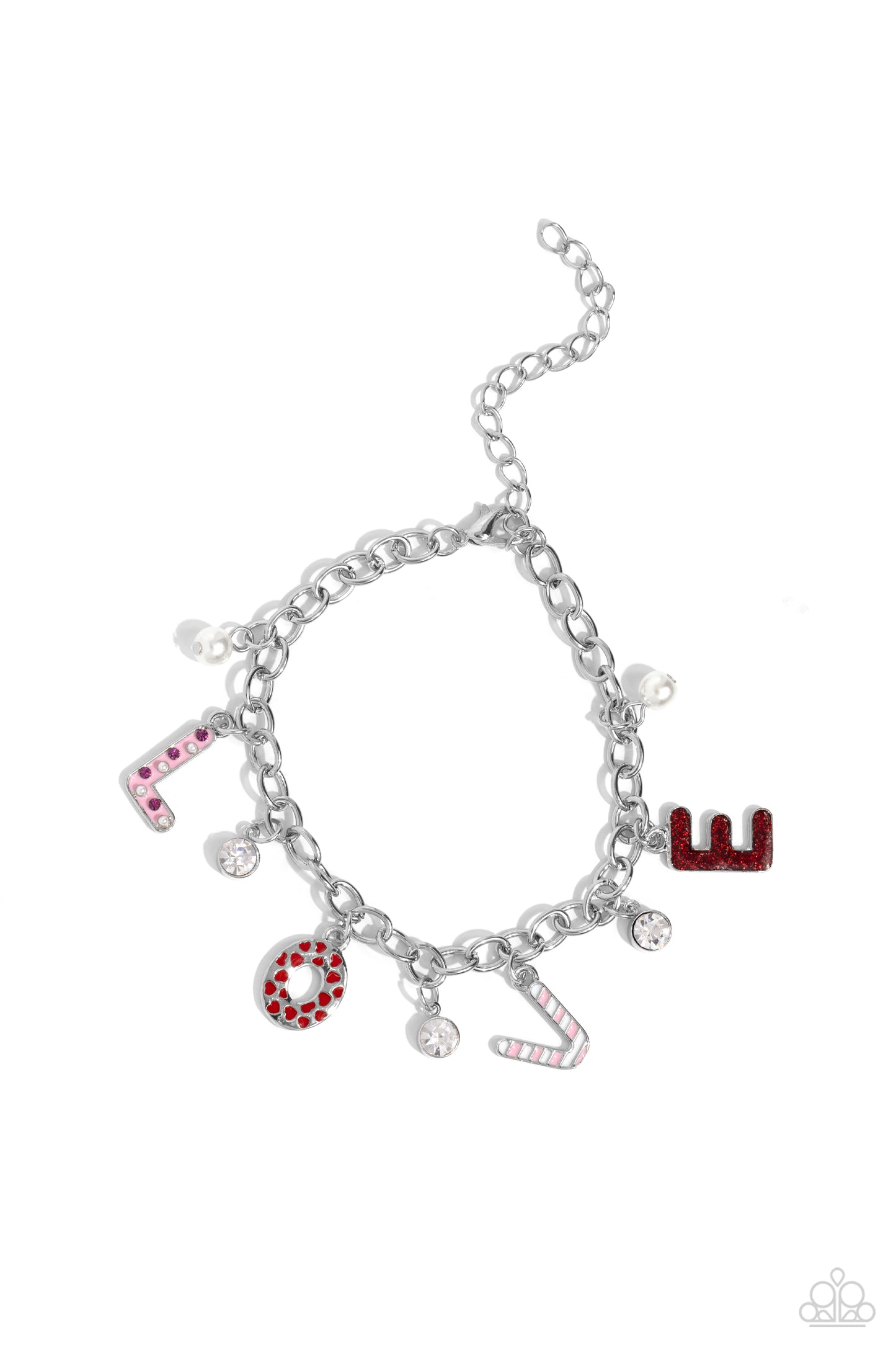 Lovestruck Leisure - Red Glitter Backdrop "LOVE" Bracelet Paparazzi B1448