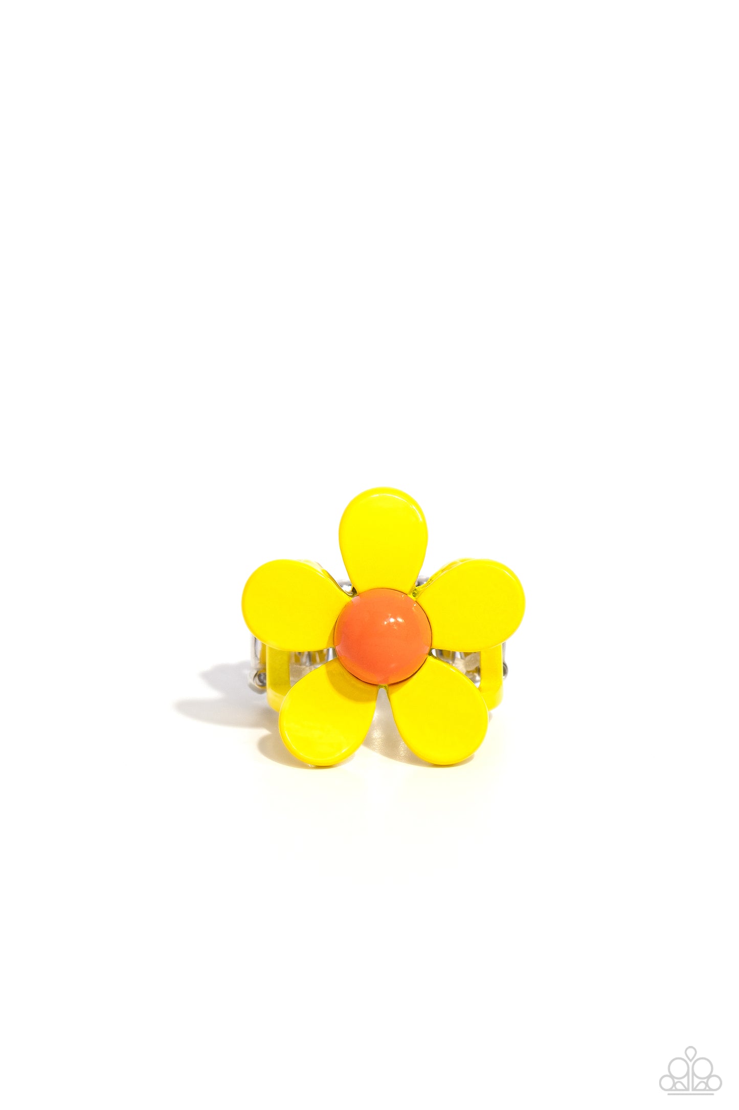 Groovy Genre - Yellow Petal & Orange Center Flower Ring Paparazzi R0615