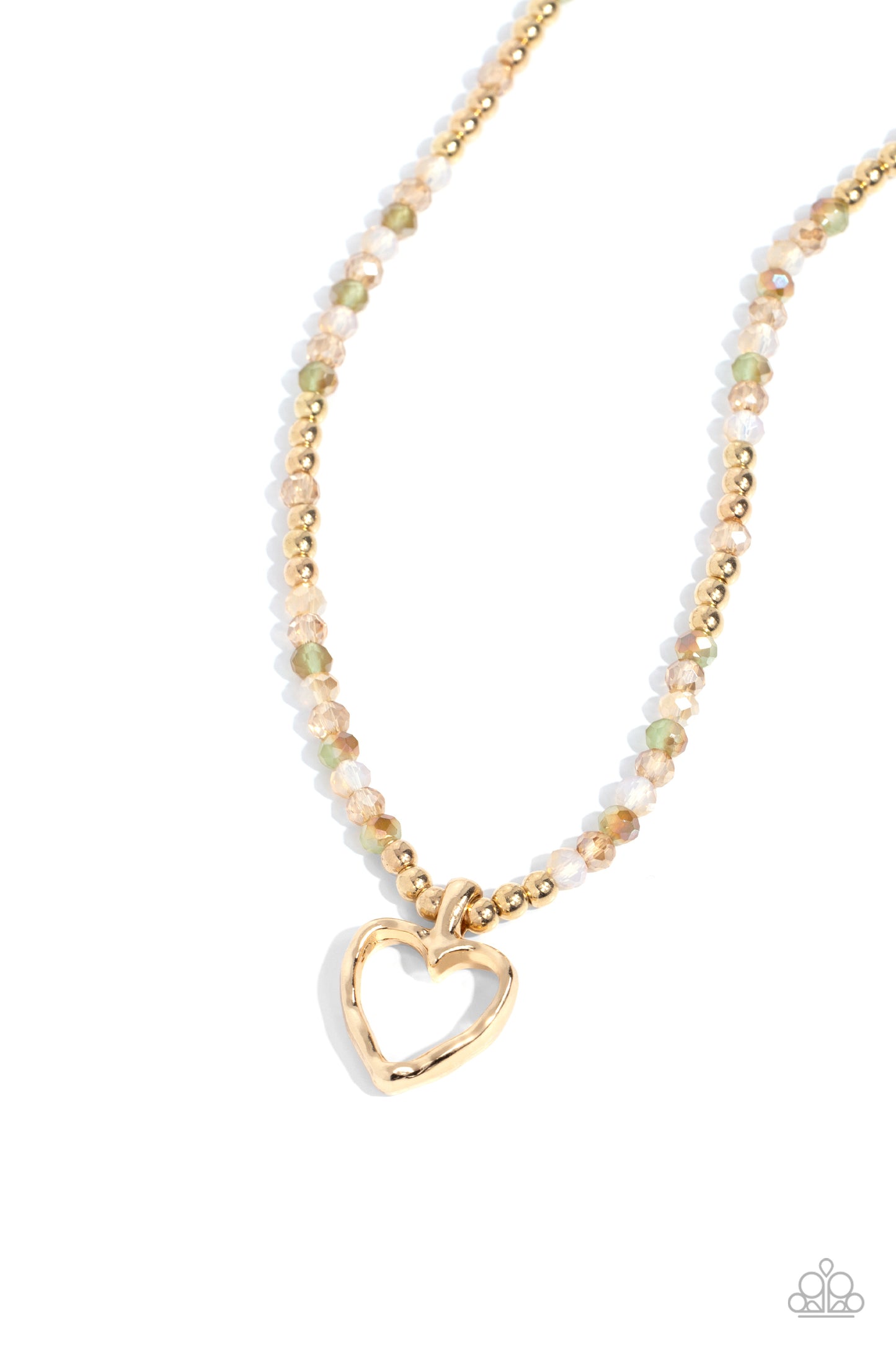 Flashy Fairy Tale - Brown Topez, Green, Gold Accent & Heart Necklace Paparazzi N2177