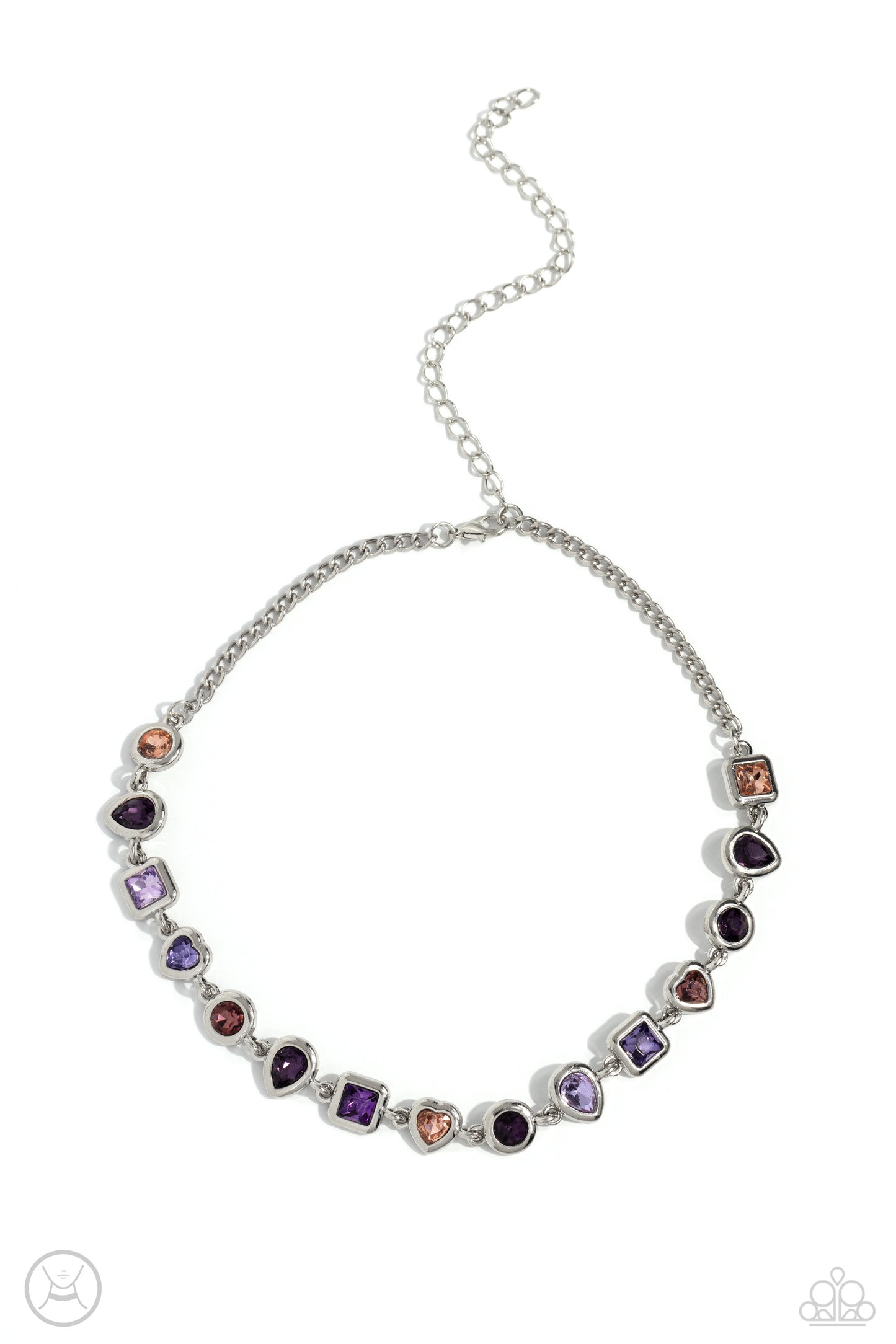 Abstract Admirer - Purple Round, Heart, Square, Teardrop Gem Choker Necklace Paparazzi N2115