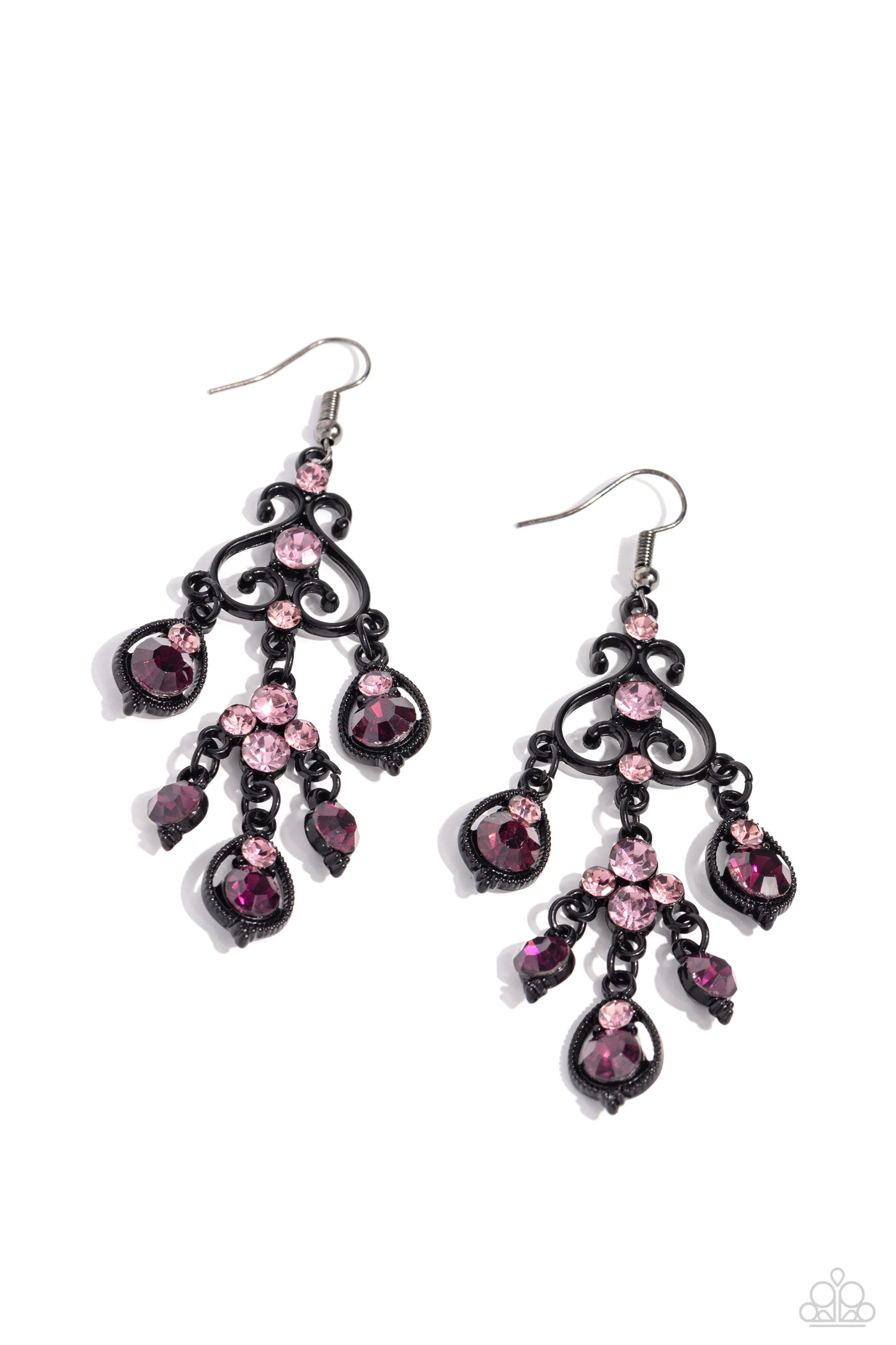 Regal Renovation - Purple Amethyst Gem Black Frame Earring Paparazzi E1582